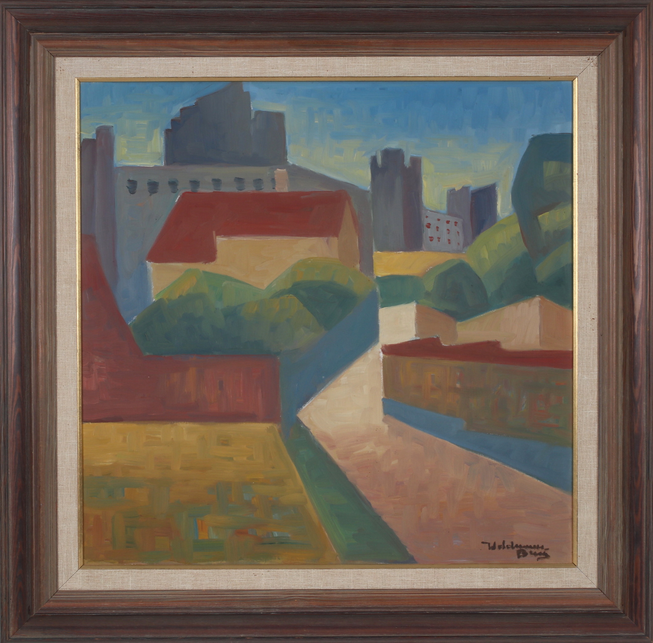 WALDEMAR BERG. Ringmuren Visby, olja på duk, signerad.