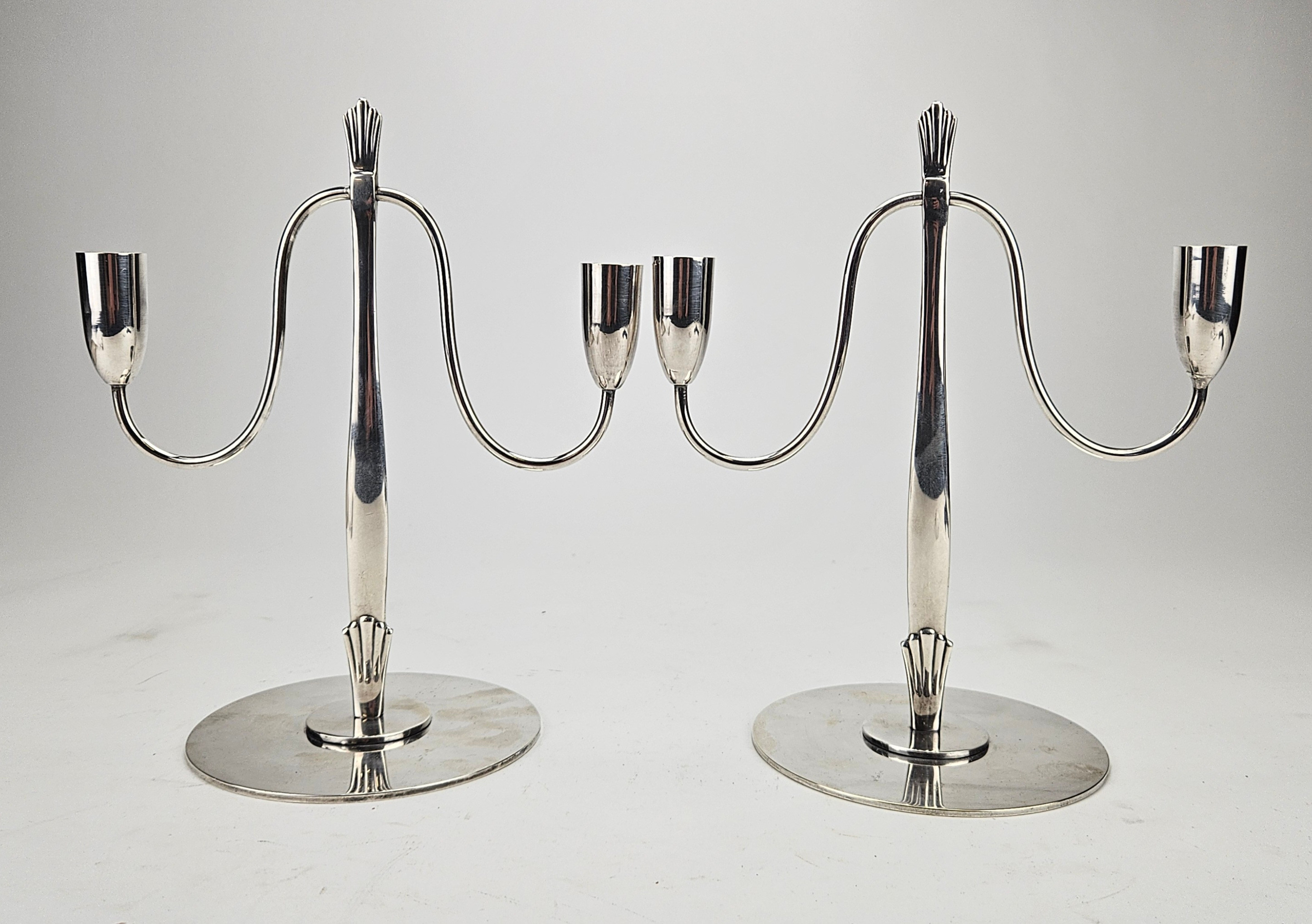 LJUSSTAKAR, ett par, nysilver, Swedish Grace, 1930-tal.