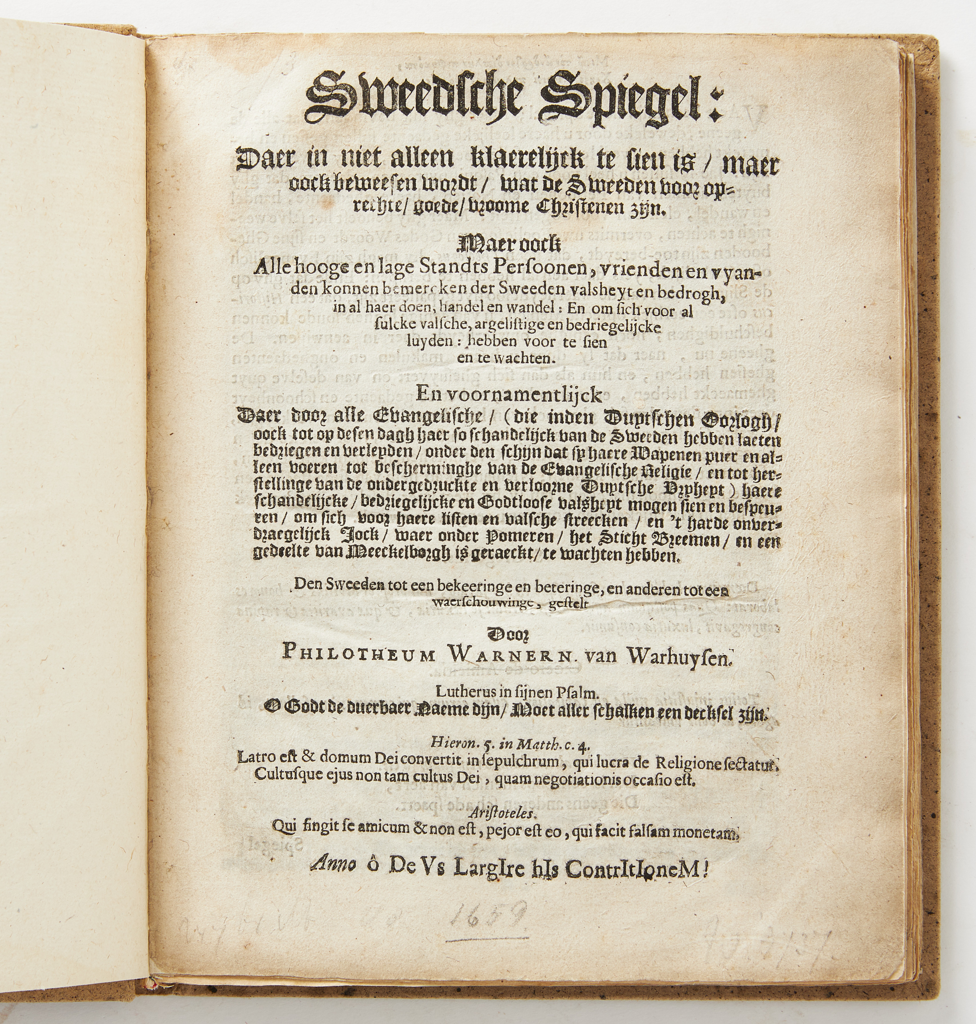 SWEEDSCHE SPIEGEL - Pamphlet against the Sweden, 1658.