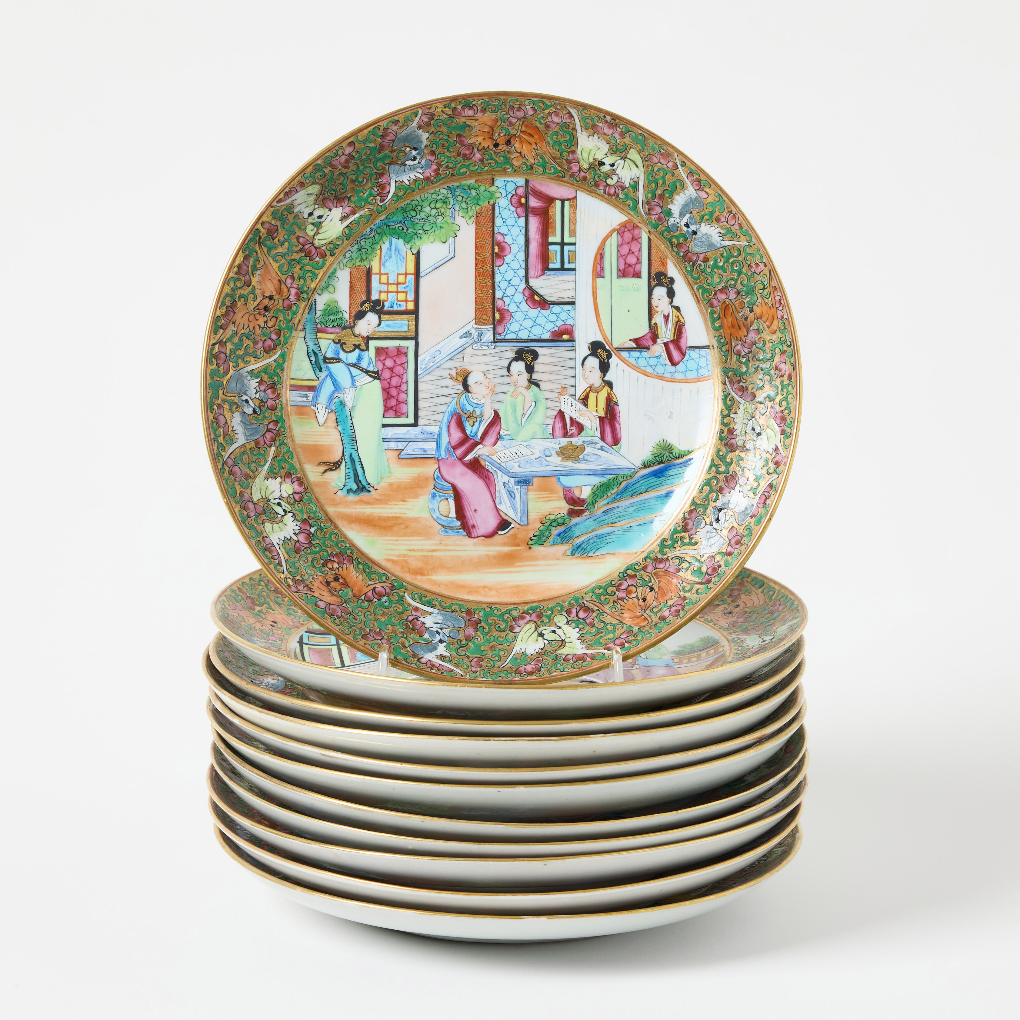 A Set of Eleven Canton Famille Rose Plates.