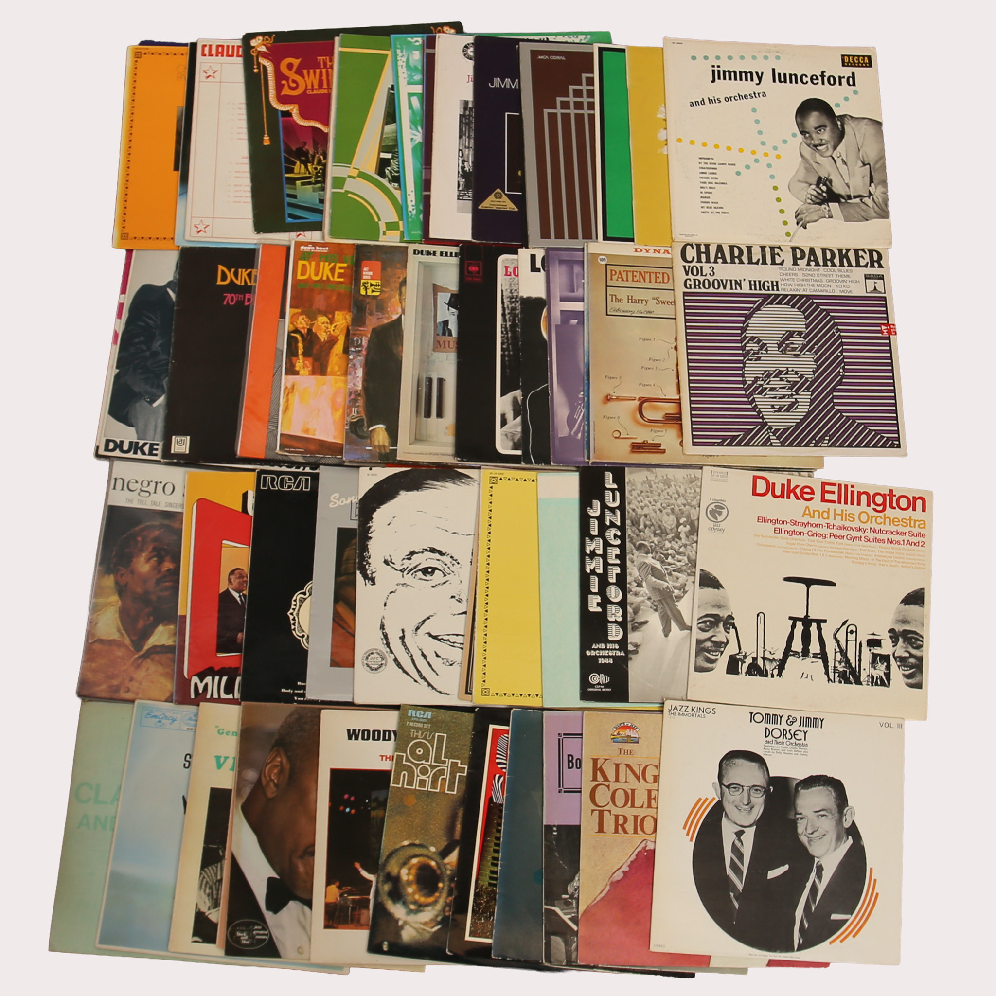 PARTI VINYL/LP skivor, jazz bla Jimmie Lunceford, Louis Armstrong, Charlie Parker, Claude Hopkins mfl, tot ca 50 st.