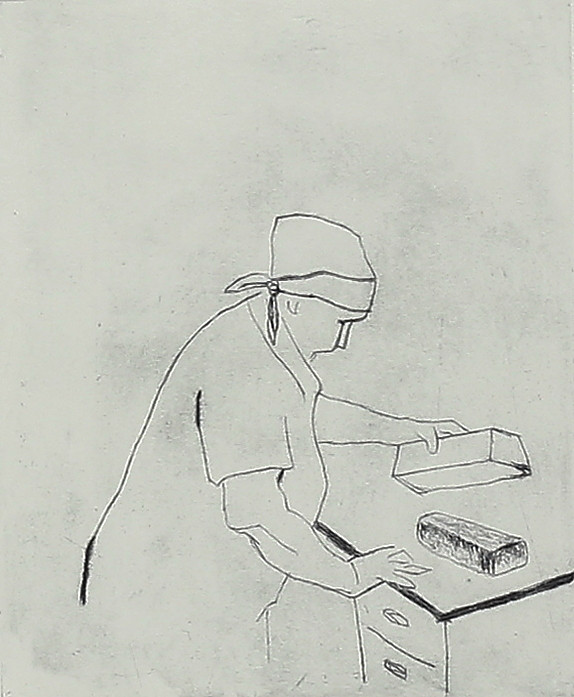 LISA LARSSON-SUNDLING (F. 1956). "Sockerkaka", torrnål, signerad, numrerad 172/240.