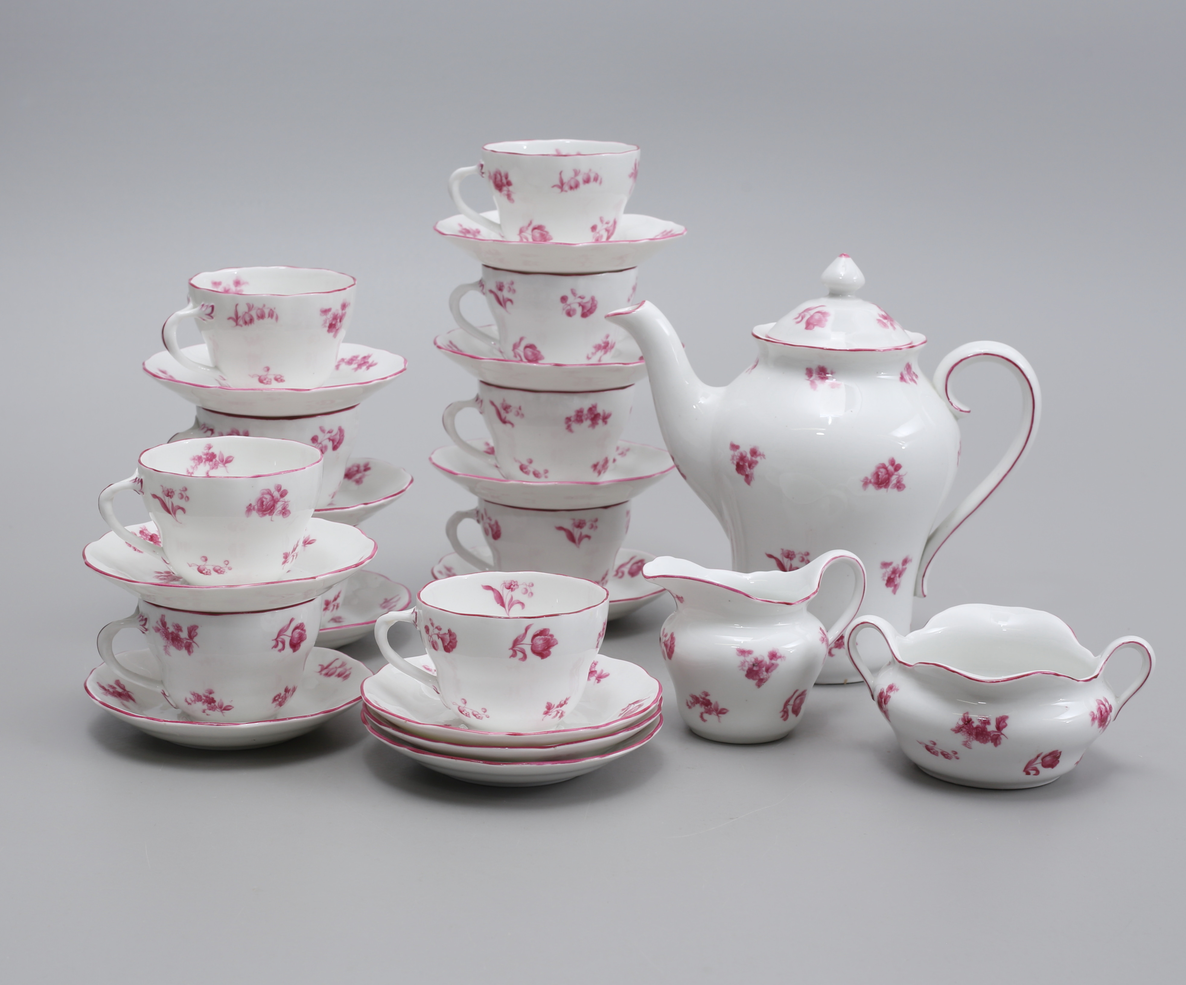 KAFFESERVIS, 25 delar, flintgods, Rörstand, tidigt 1900-tal.