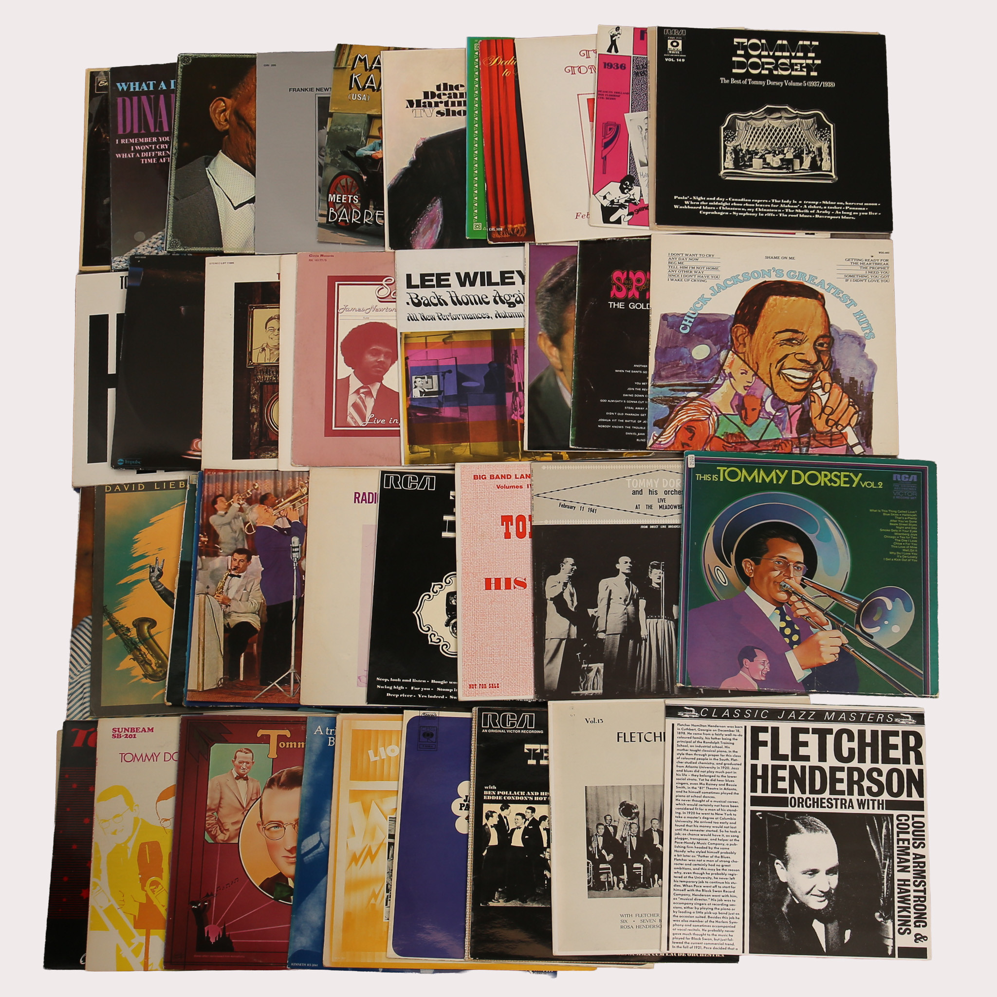 PARTI VINYL/LP skivor, jazz bla Tommy Dorsey, Lionel Hampton, Jack Teagarden, Manhattan Transfer, mfl, tot ca 50 st.