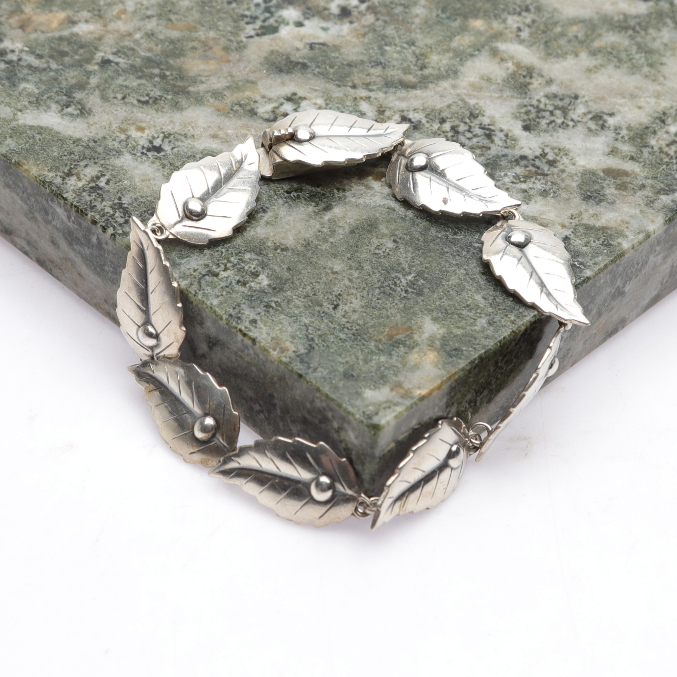 ARMBAND, Silver, blad, Asa-Silver Tage Linde, Falkenberg, 1955.