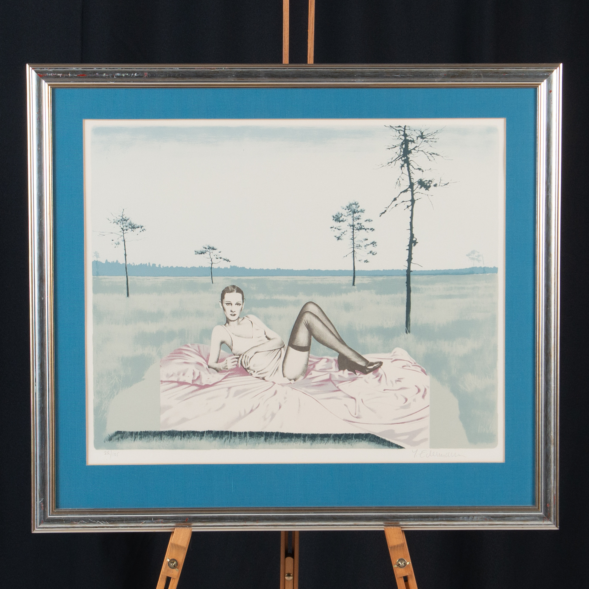 YRJÖ EDELMANN. Färglitografi, "Sommaräng".