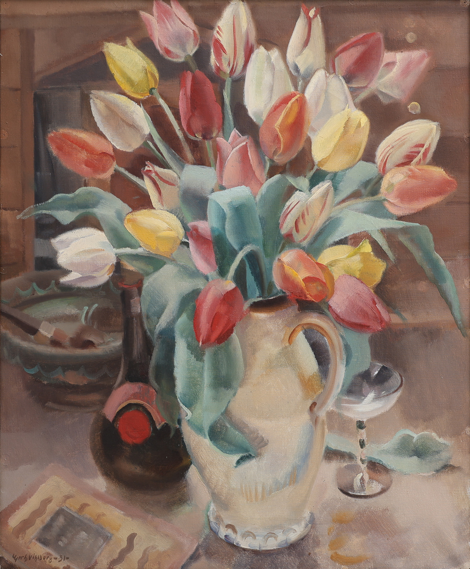 GERHARD WIHLBORG. STILLEBEN MED TULPANER.
