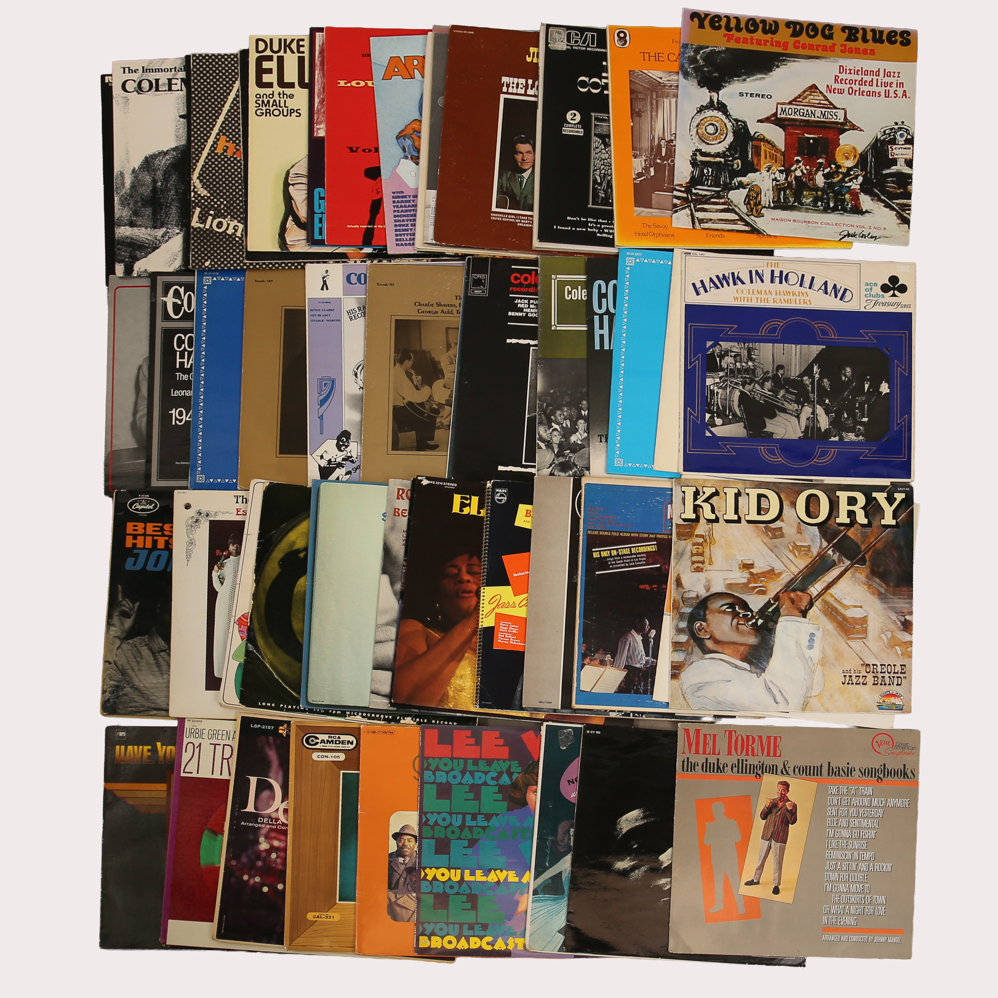 PARTI VINYL/LP skivor, jazz bla Harry Edison, Hank Jones, Kid Ory, Lester Young, Nat King Cole, Benny Goodman, mfl, tot ca 50 st.