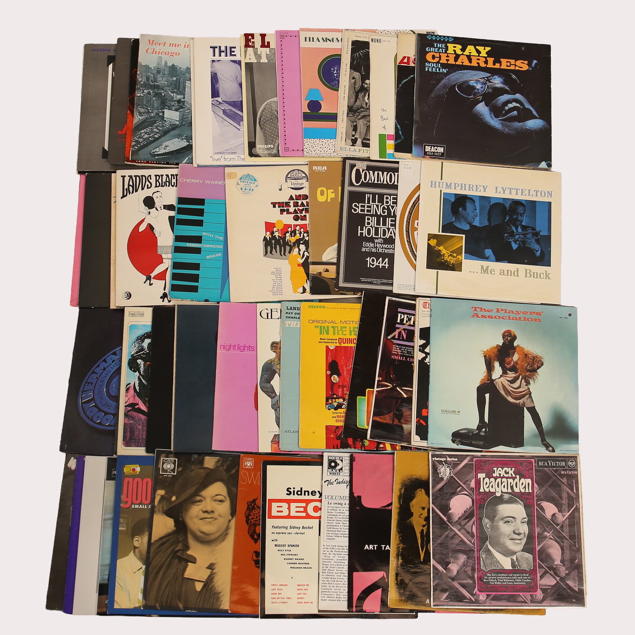 PARTI VINYL/LP skivor, jazz bla Duke Ellington, Ella Fitzgerald, Ray Charles, Gerry Mulligan mfl, tot ca 50 st.