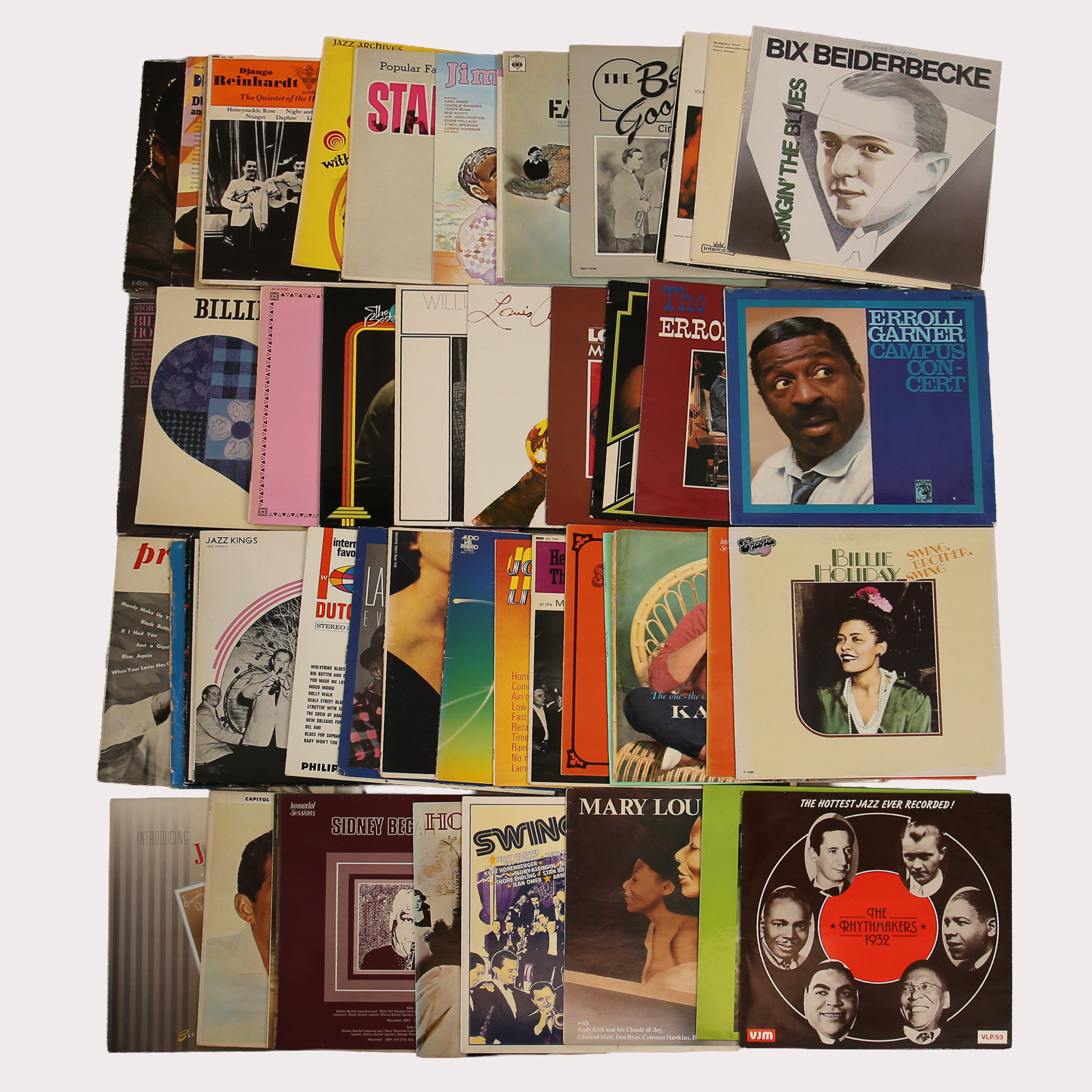 PARTI VINYL/LP skivor, jazz bla Ella Fitzgerald, Dhango Reinhardt, Charlie Christian, Stan Kenton mfl, tot ca 50 st.