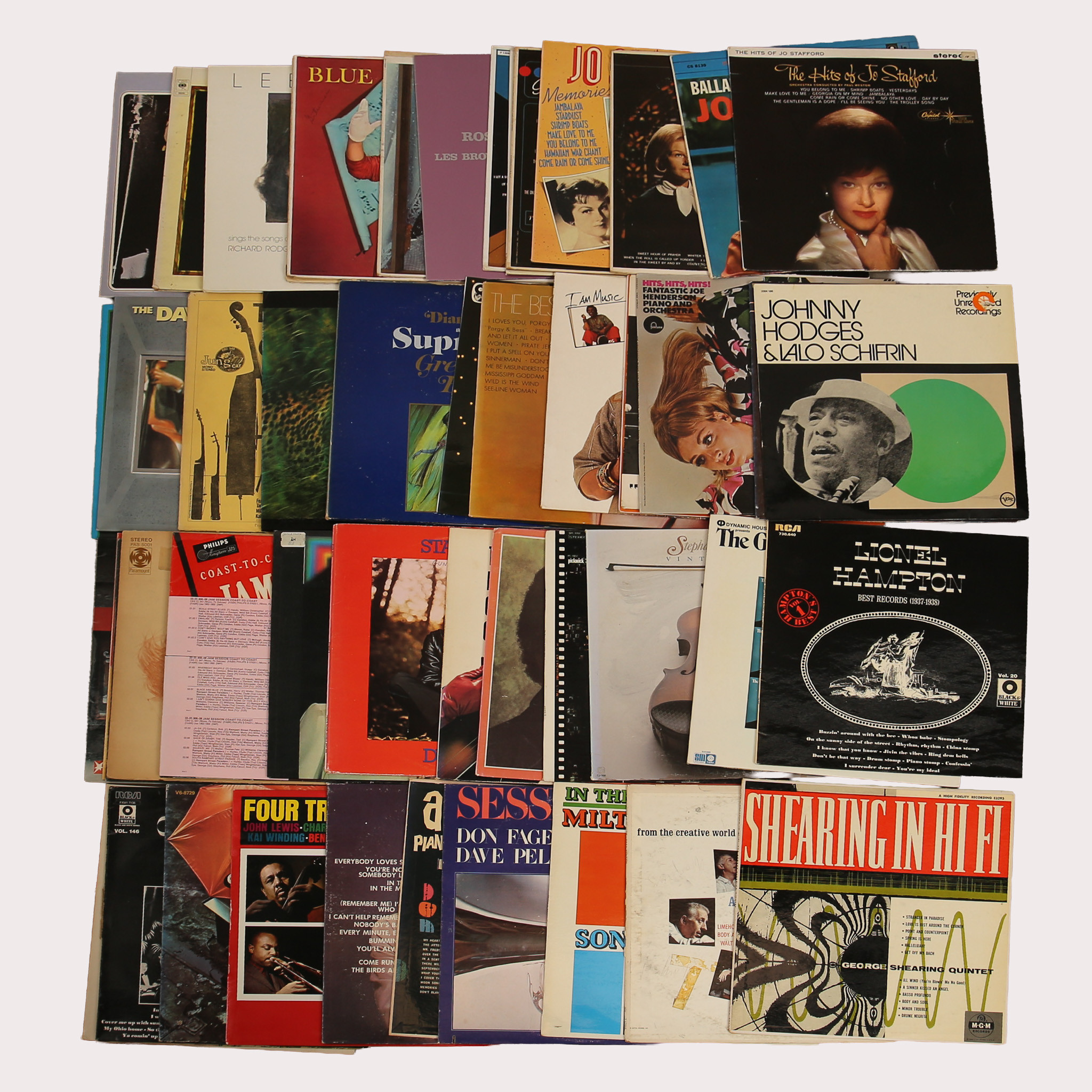 PARTI VINYL/LP skivor, jazz bla Earl Hines, Jean Goldkette, Willie Smith, Art Tatum mfl, tot ca 50 st.