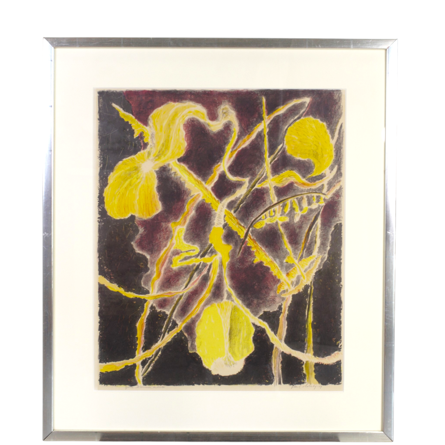 PAUL HOLSBY. Litografi, "Gula Blommor", signerad, -59.