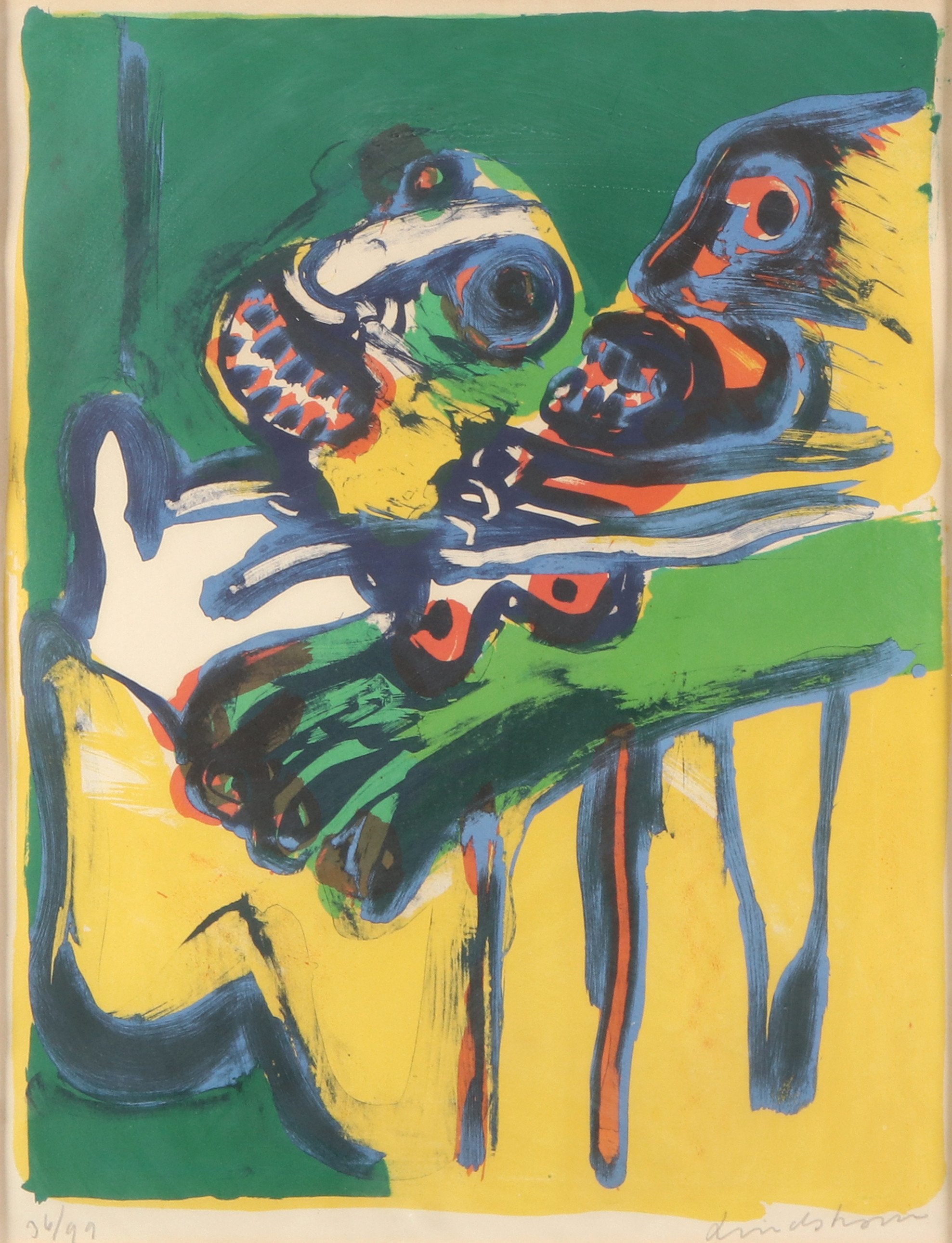 BENGT LINDSTRÖM. Litografi, 36/99. Figurkomposition. Signerad.