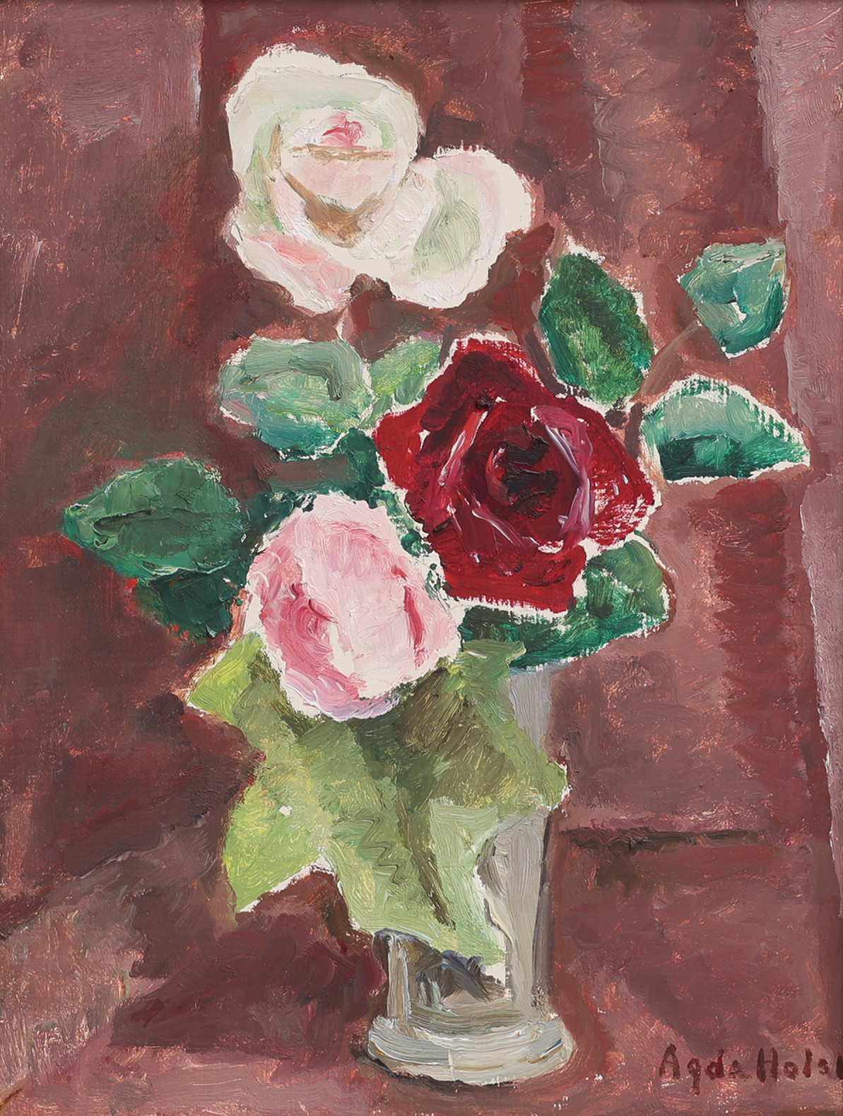 AGDA HOLST. STILLEBEN MED ROSOR.