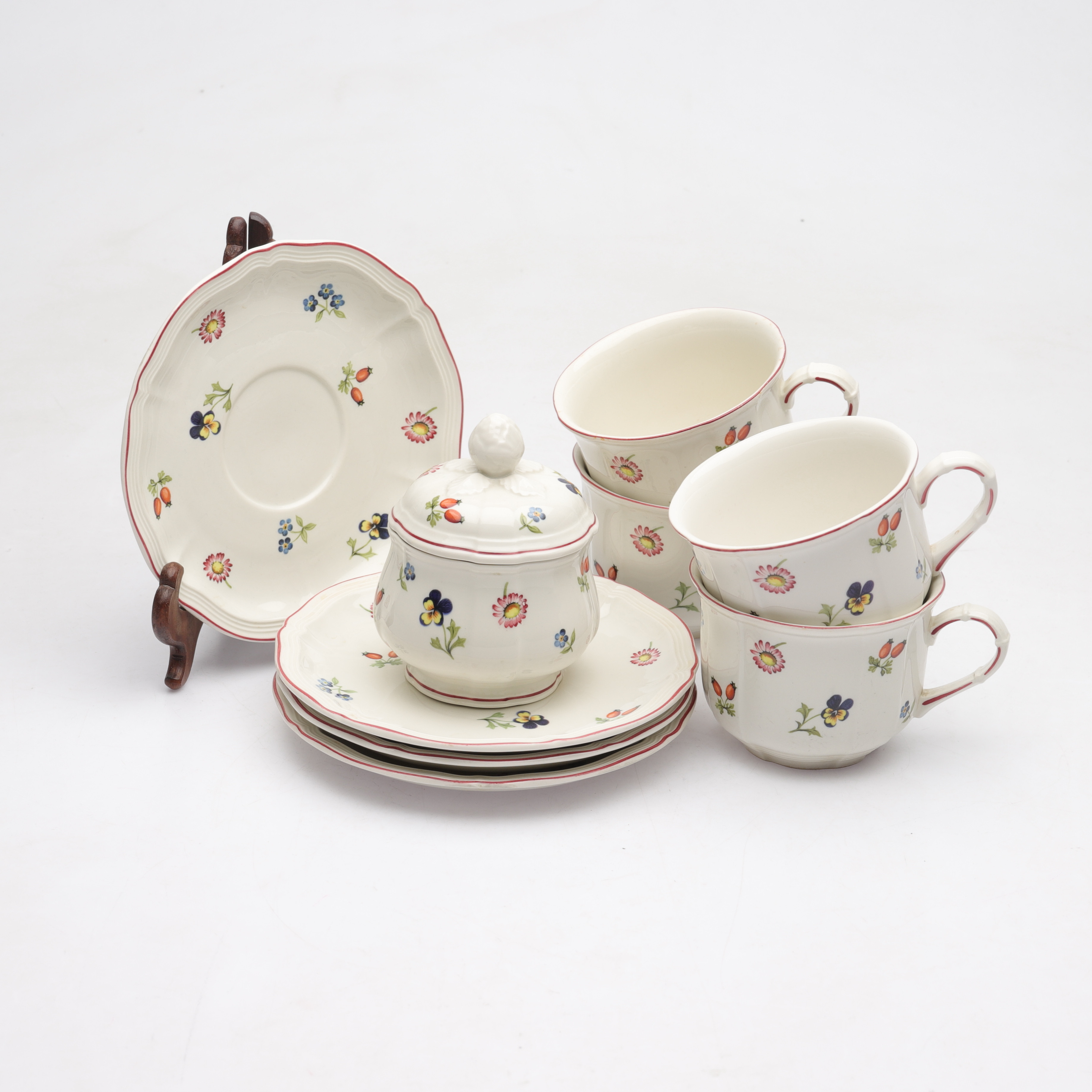 SERVISDELAR, 9 st, porslin, "Petite Fleur", Villeroy & Boch, Luxembourg.