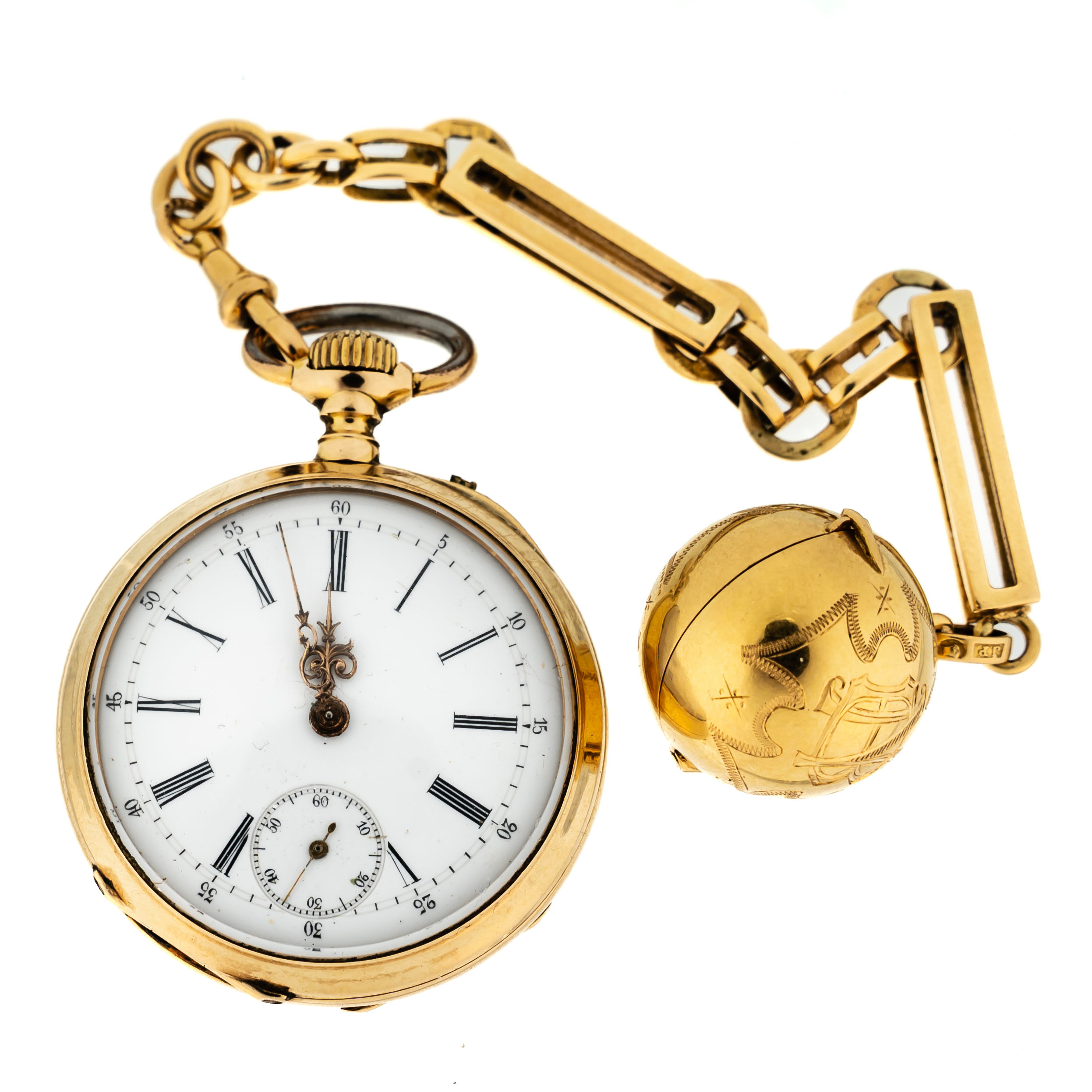 FICKUR. 14K Guld med klockkedja 18K Guld 1900-tal.