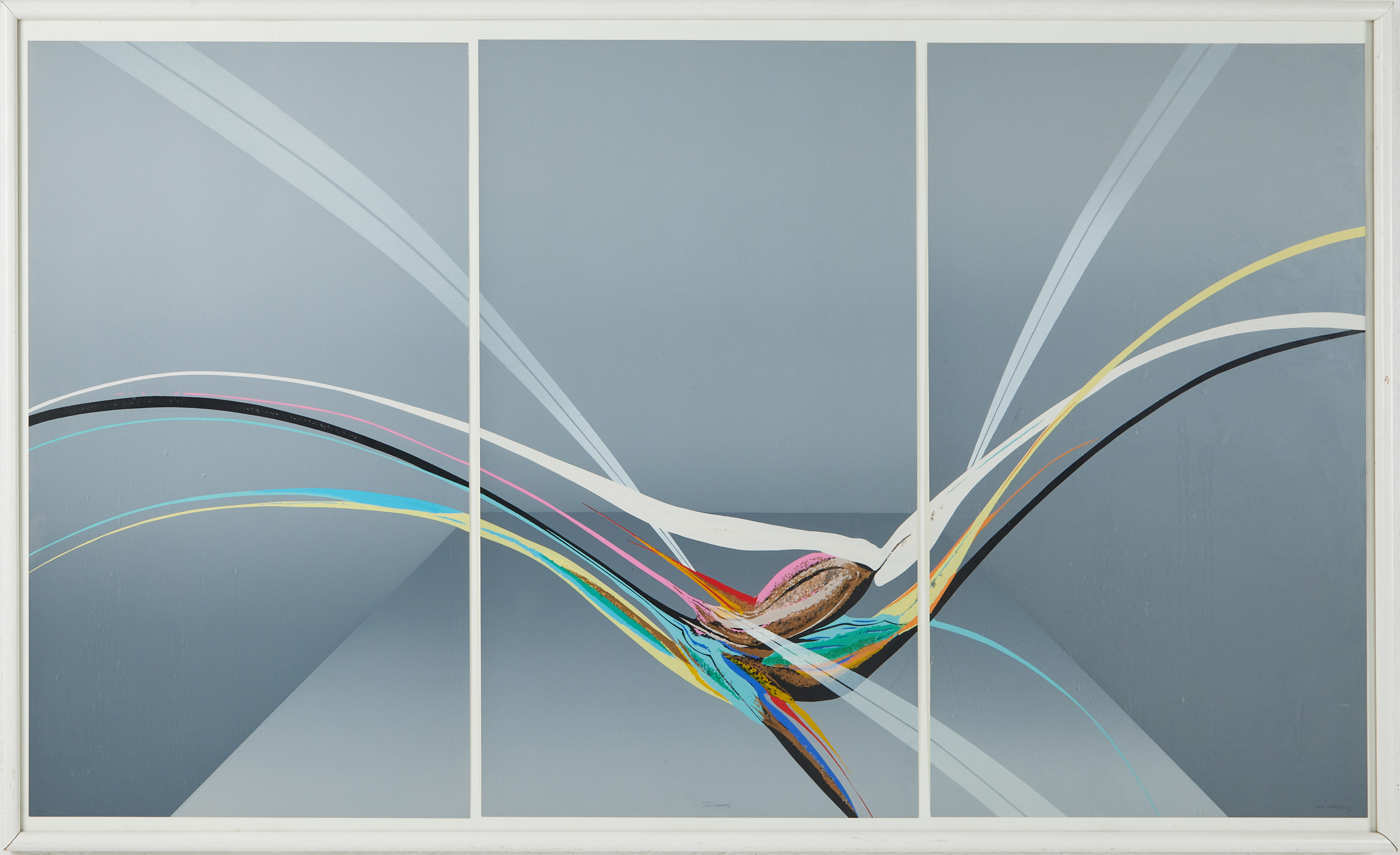 ELBA ALVAREZ (1944-2005) "Iroquois", blandteknik, triptyk samramad.