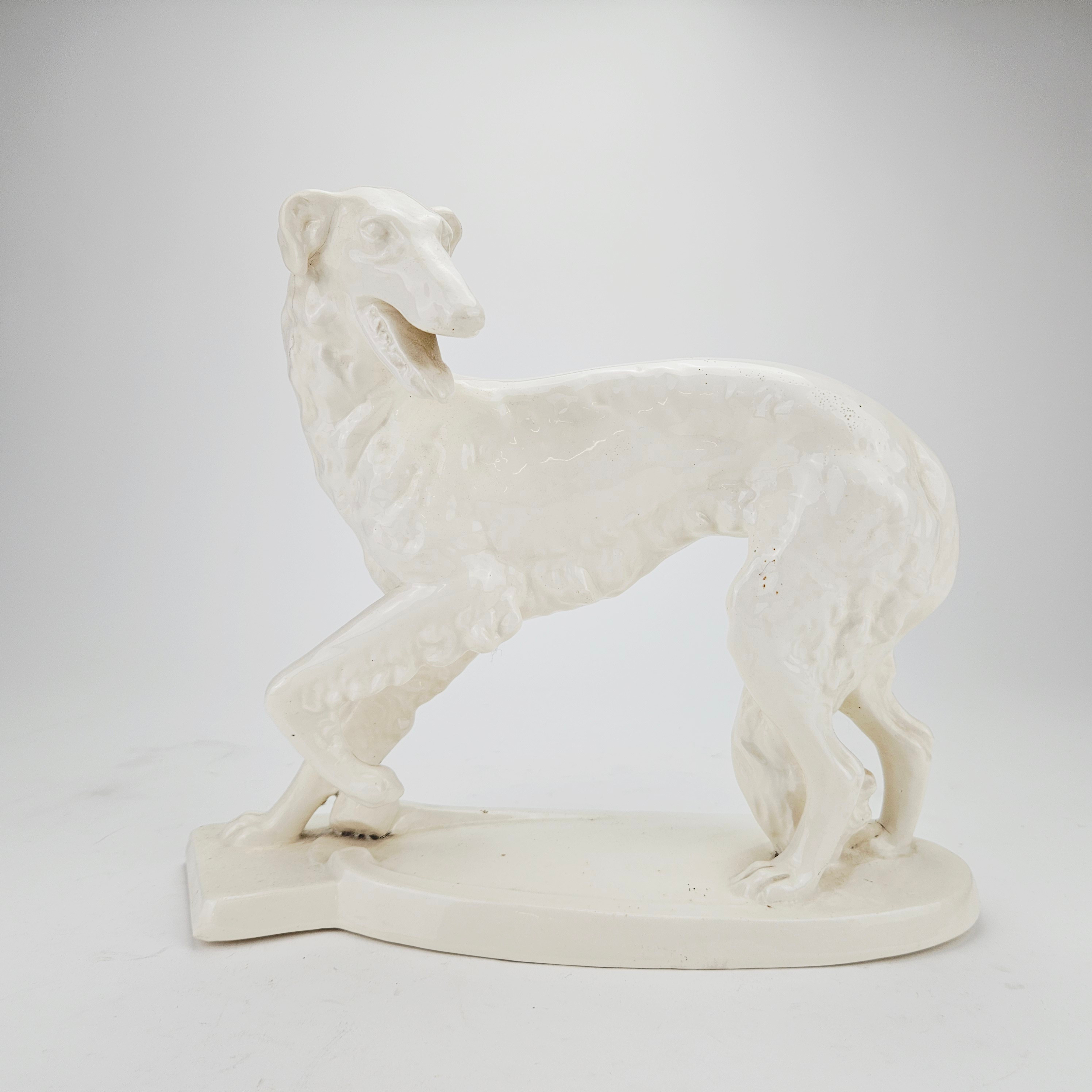 FIGURIN, porslin, Borzoi, Karl Wanke, Tjekoslovakien.