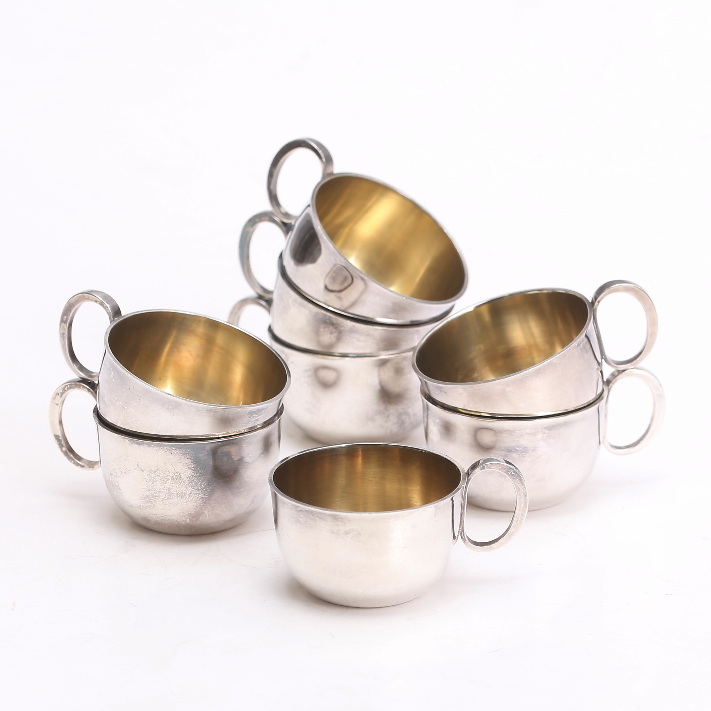 PUNSCHMUGGAR, 8 st, silver, Ainar Axelsson, 516 gram, 1950/60-tal.