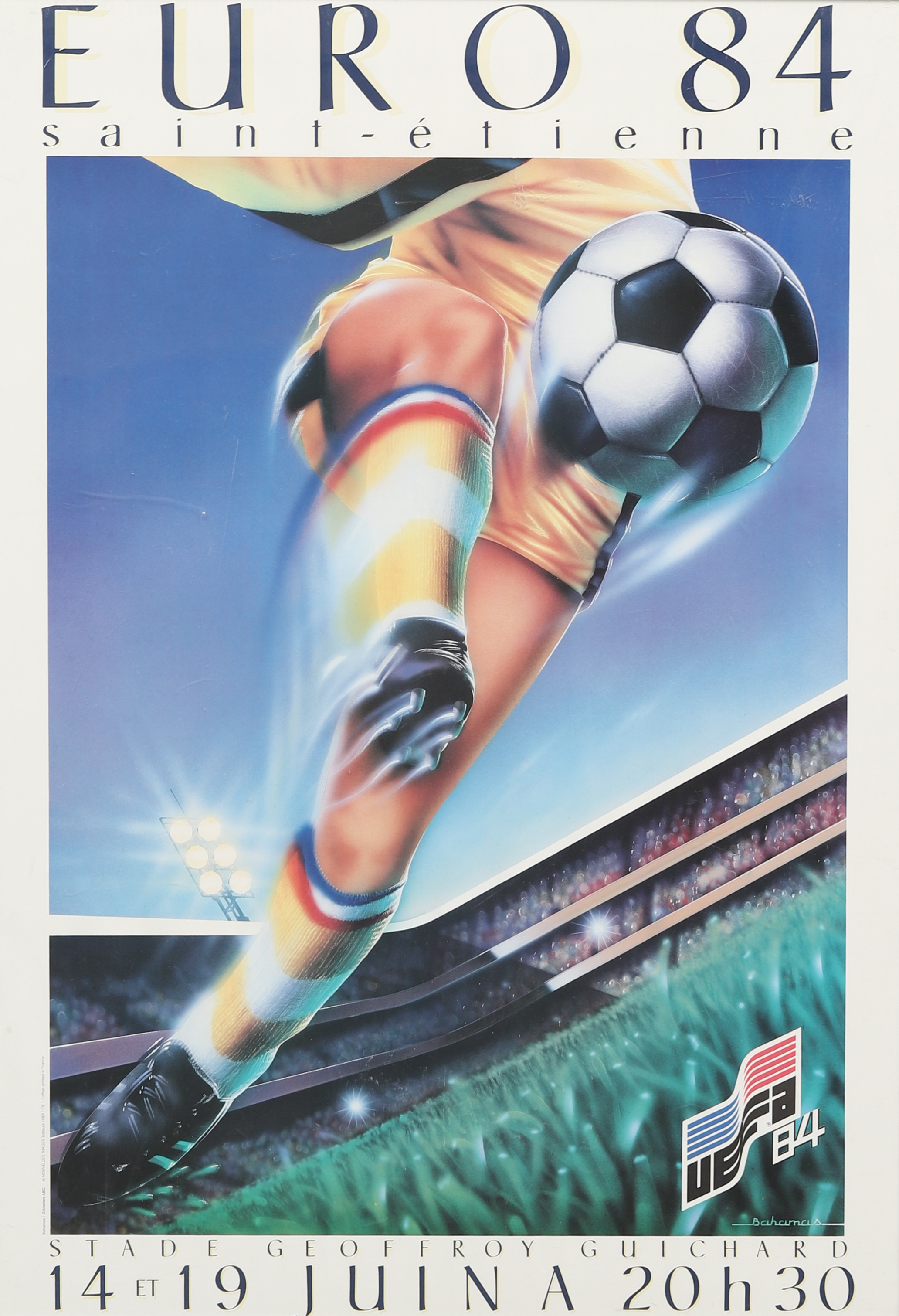 AFFISCH, fotboll. "Euro 84 Saint-Etienne Strasbourg ".