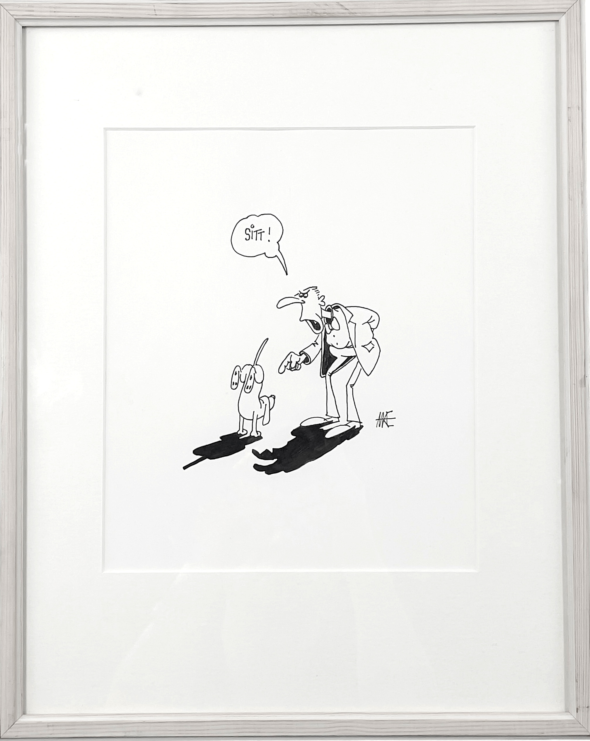 AAKE NYSTEDT (1940 - 2025), Tuschteckning, hunddressyr, signerad AAKE.
