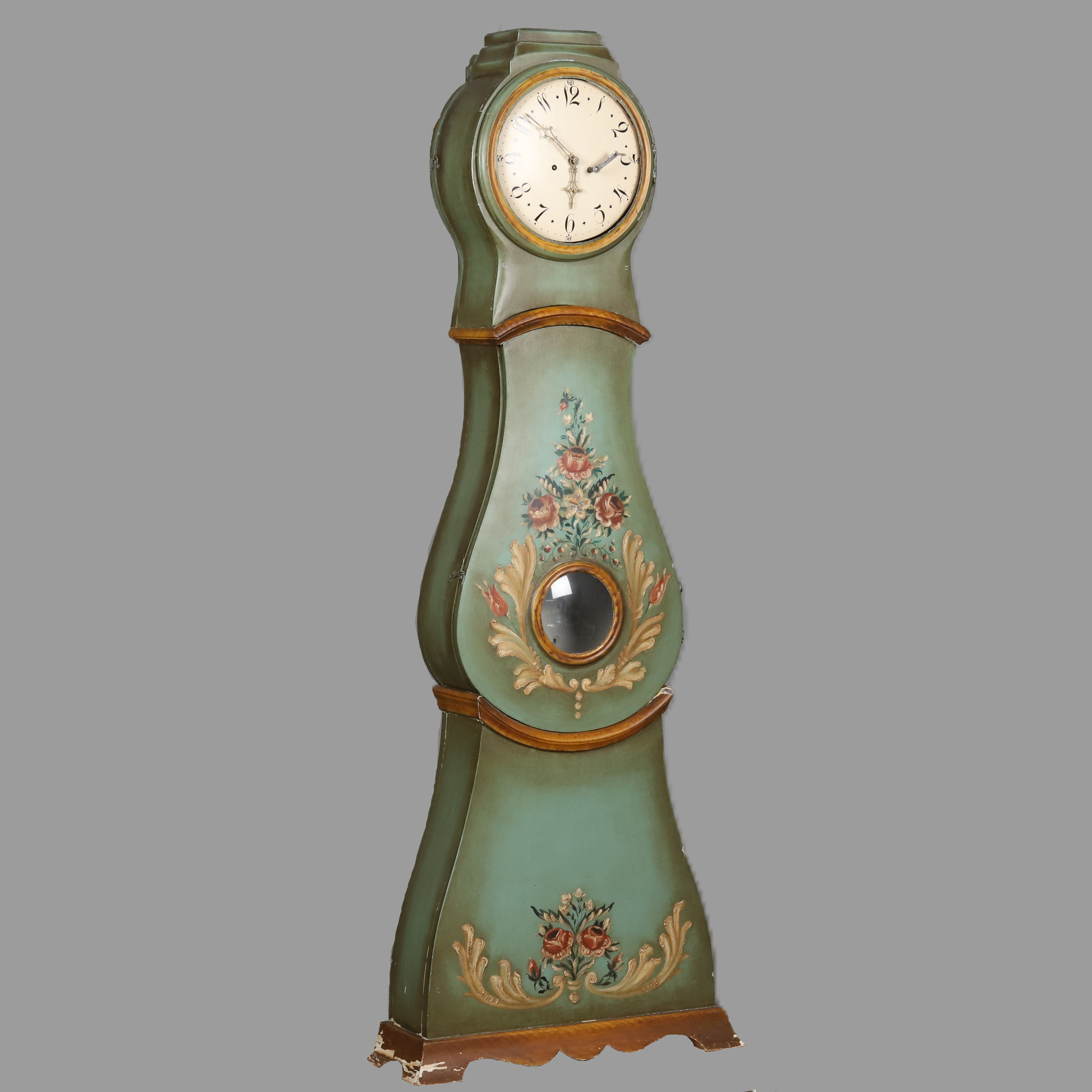 GOLVUR, allmoge, floralt bemålad, 17/1800-tal.