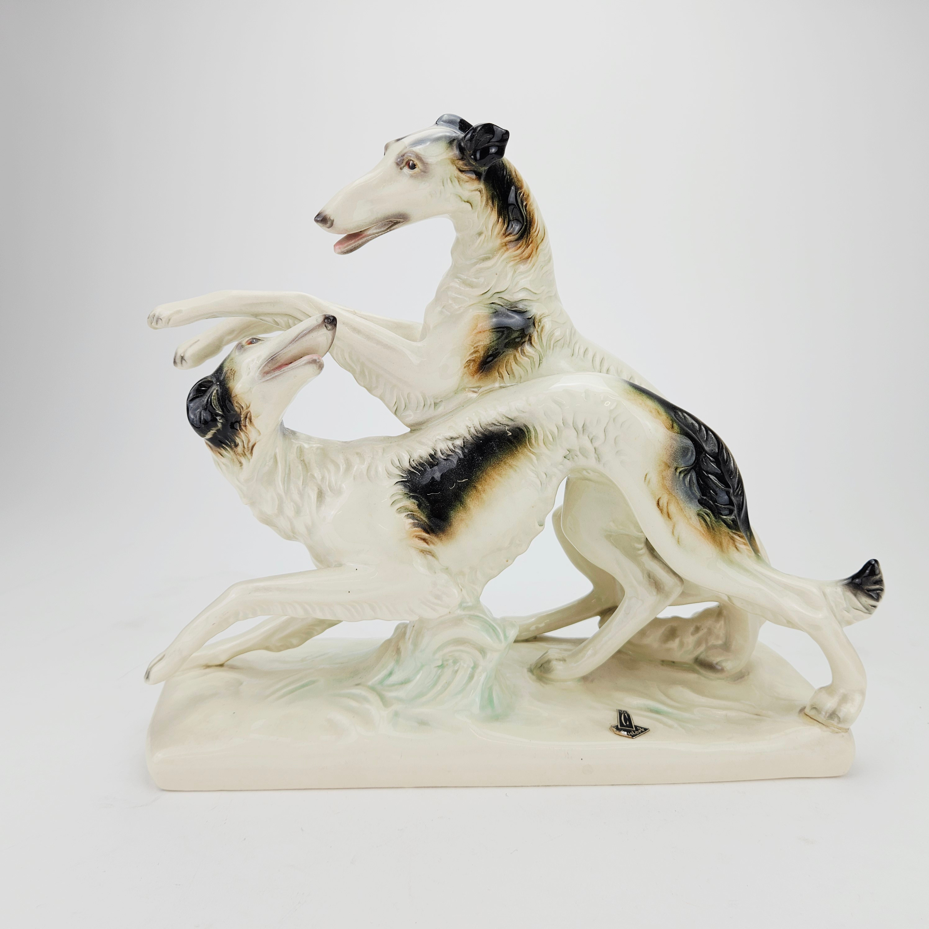 FIGURIN, porslin, Borzoi, Cortendorf, Tyskland.