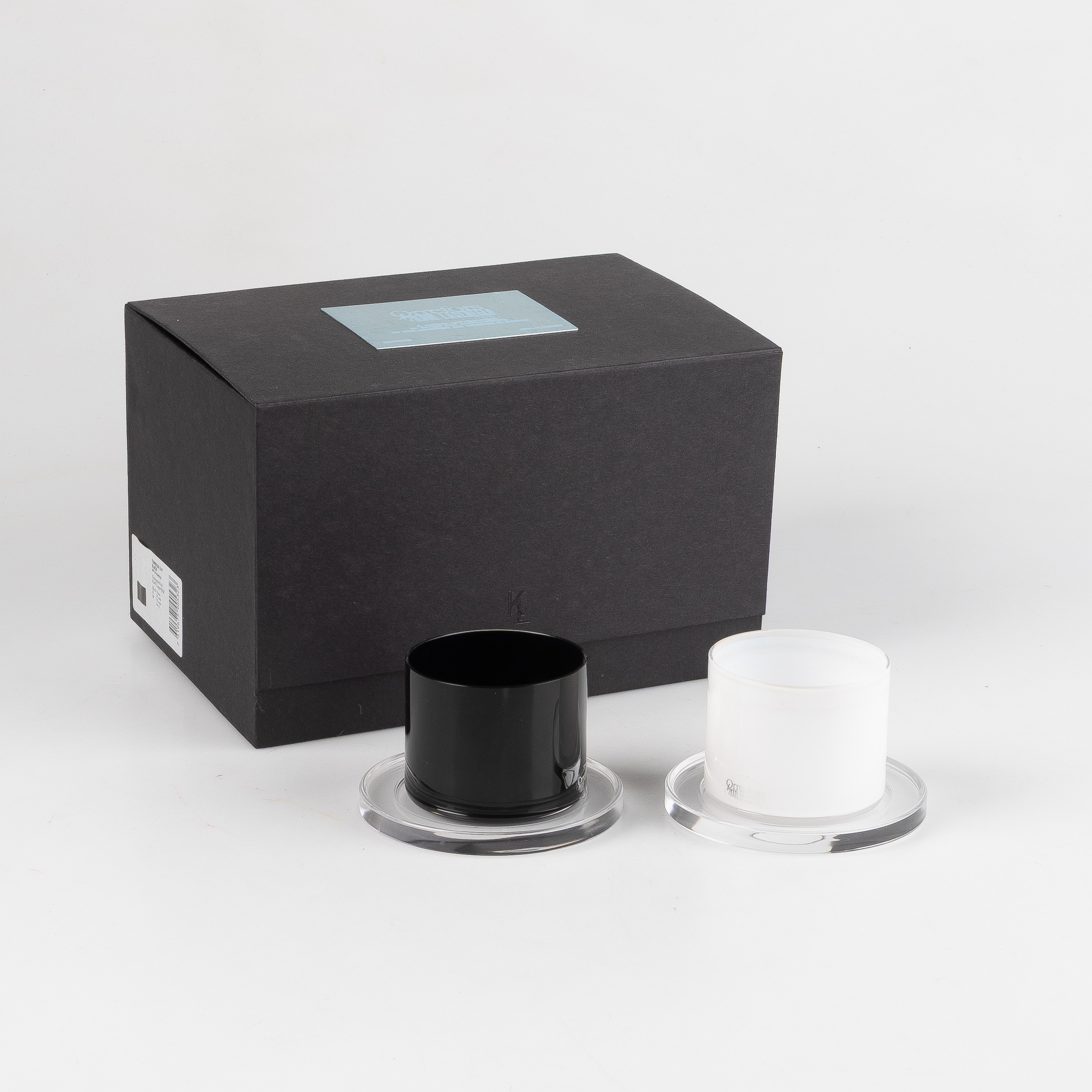 KARL LAGERFELD. Selterglas med coasters, 6 st, "KL Tumbler", Orrefors.