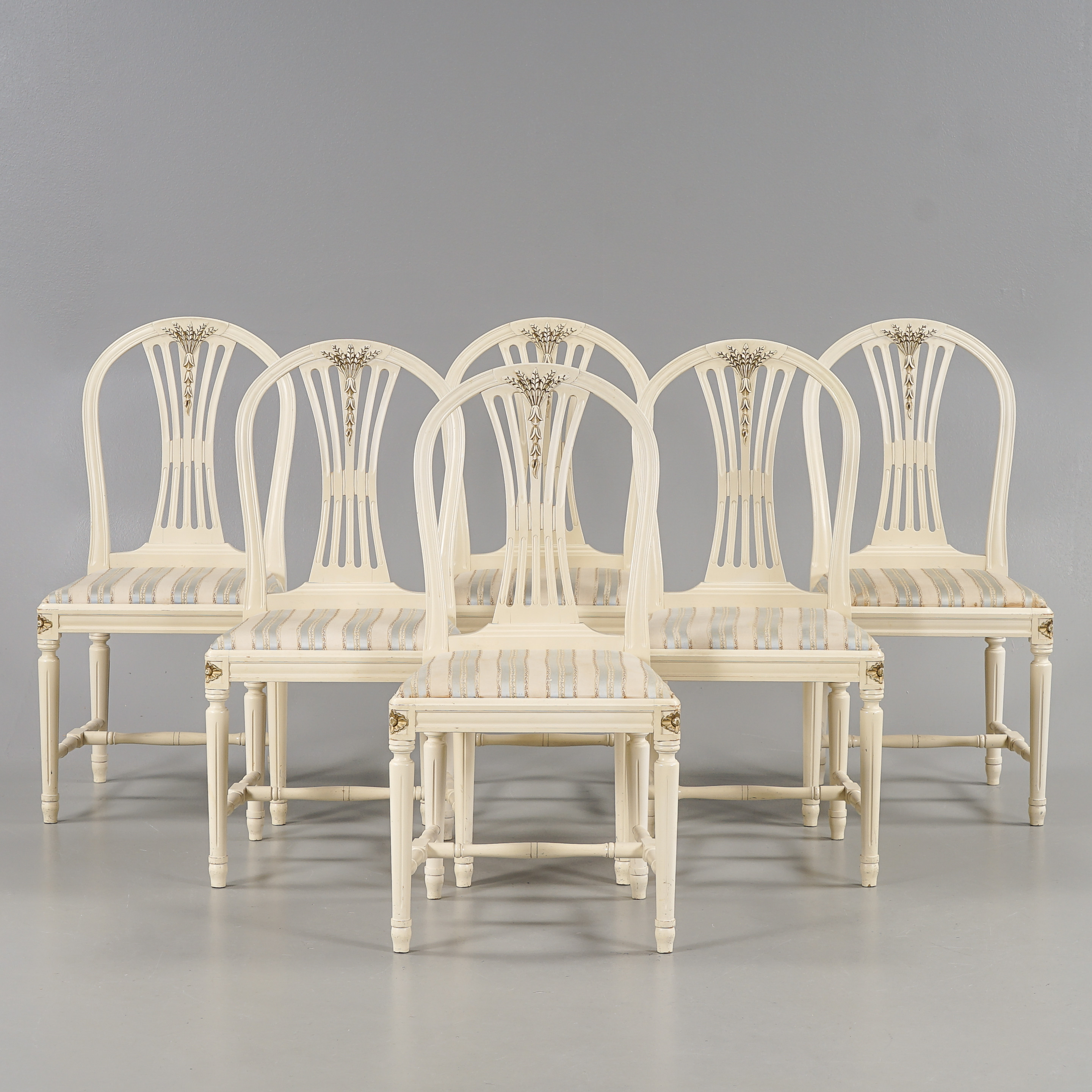 STOLAR 6 stycken, Gustaviansk stil, Axetmodell, 1900-talets mitt.