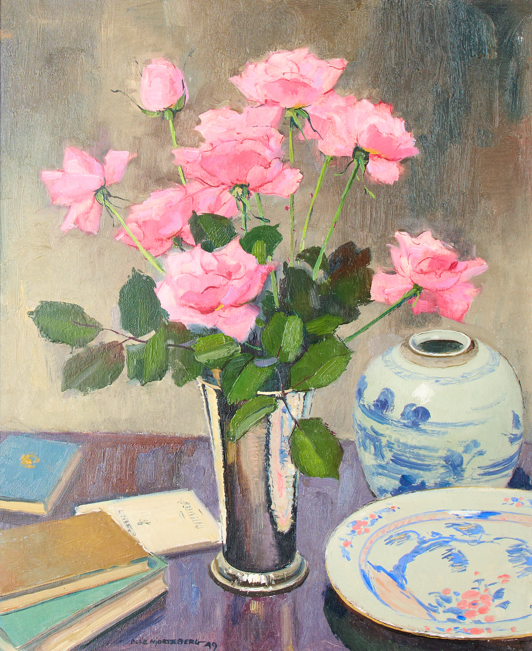 OLLE HJORTZBERG. "Skära rosor".