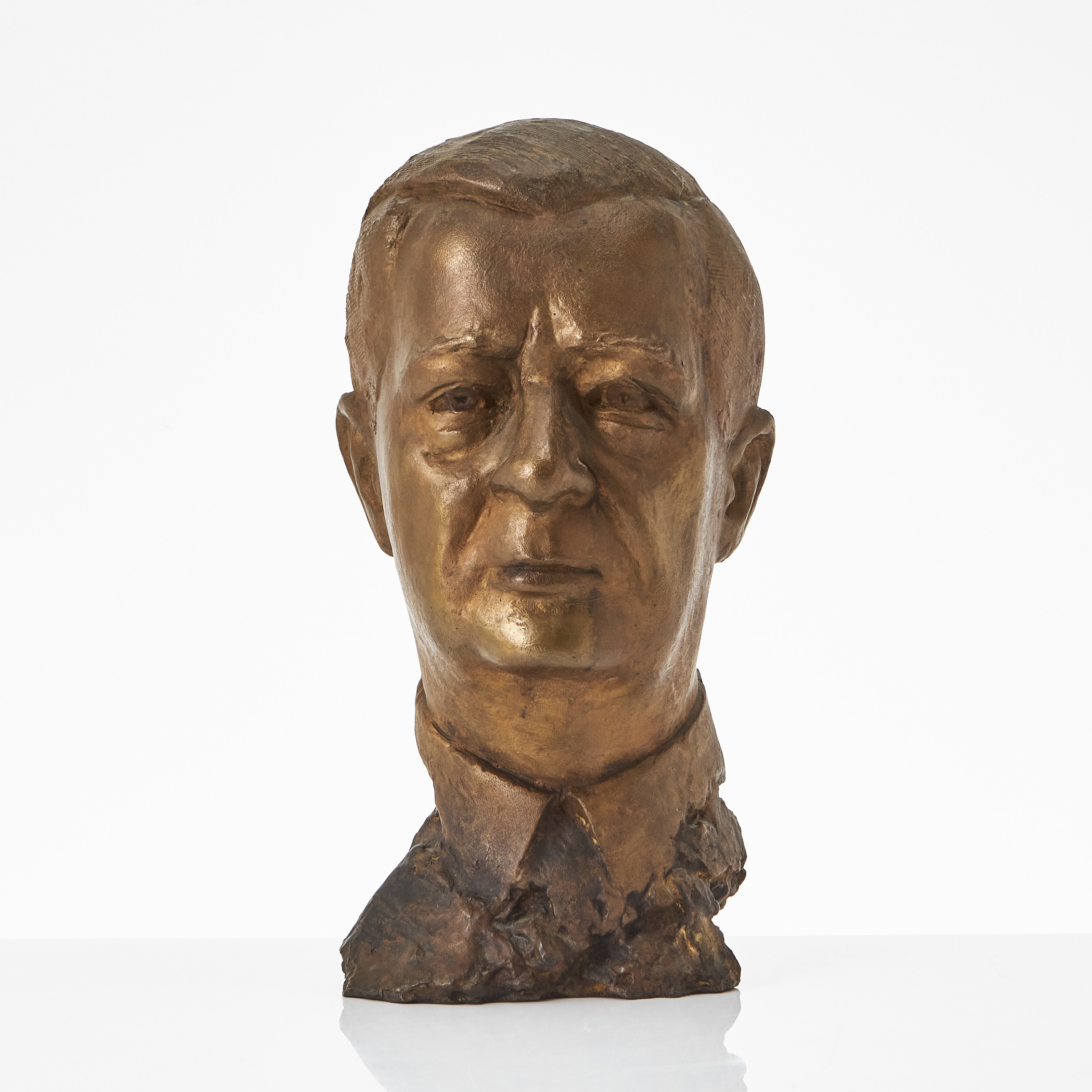 ESSI RENVALL. Skulptur, patinerad brons, manshuvud, signerad, daterad -54.