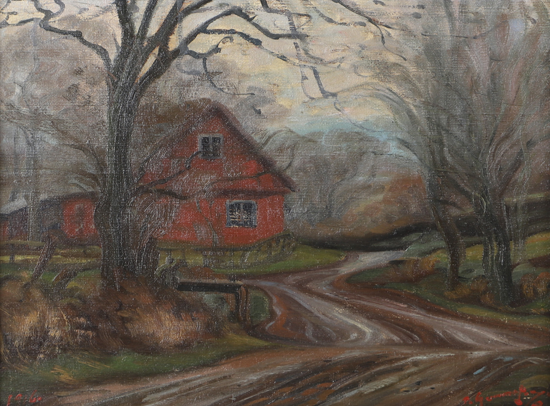 PER GUMMESON. "Efter regn, Röstånga", olja på duk, signerad 1916.