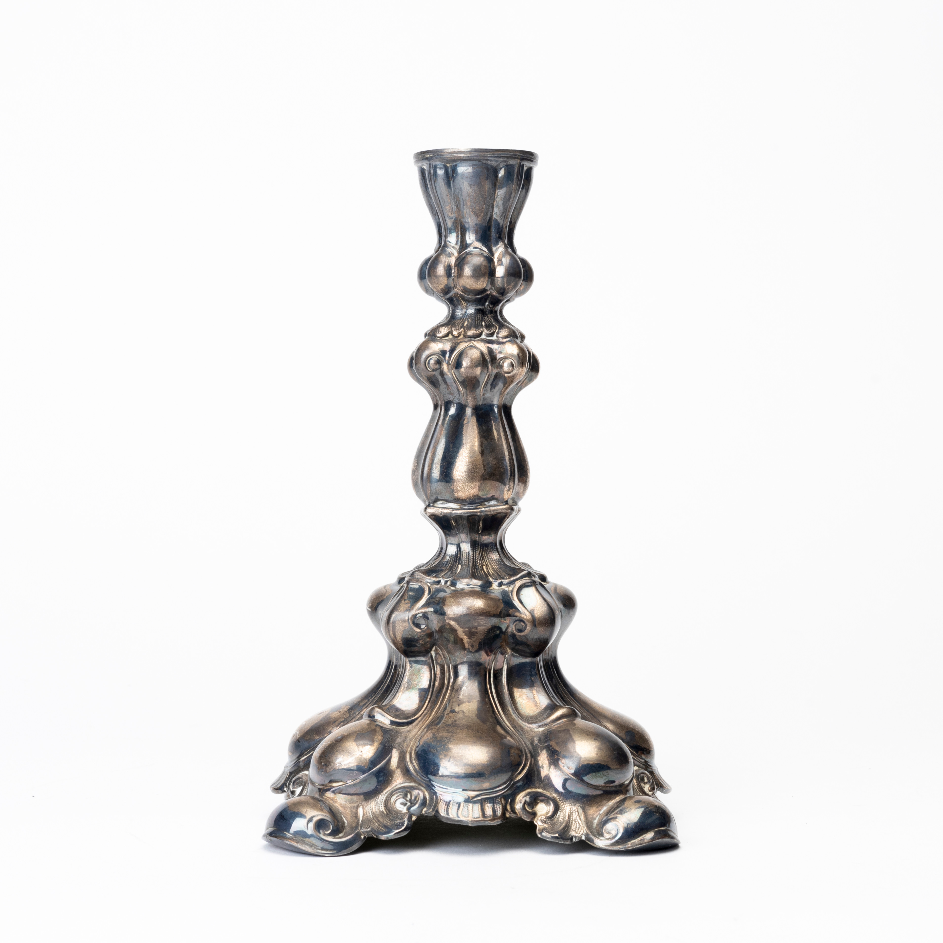 LJUSSTAKE, silver, barockstil, C. G. Hallbergs Guldsmeds Ab, Stockholm, 1945.