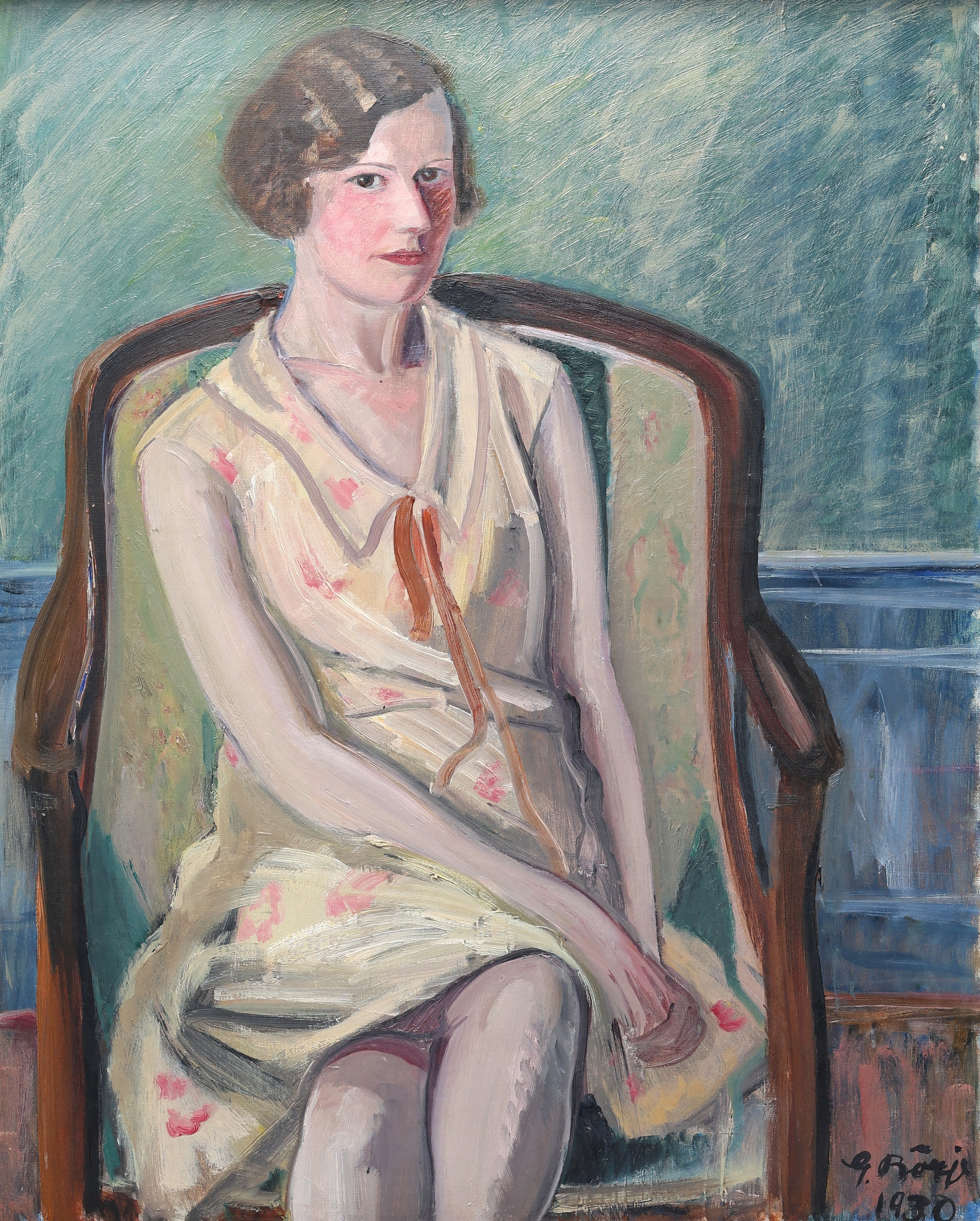 GIDEON BÖRJE. Kvinnoporträtt, signerad 1930.