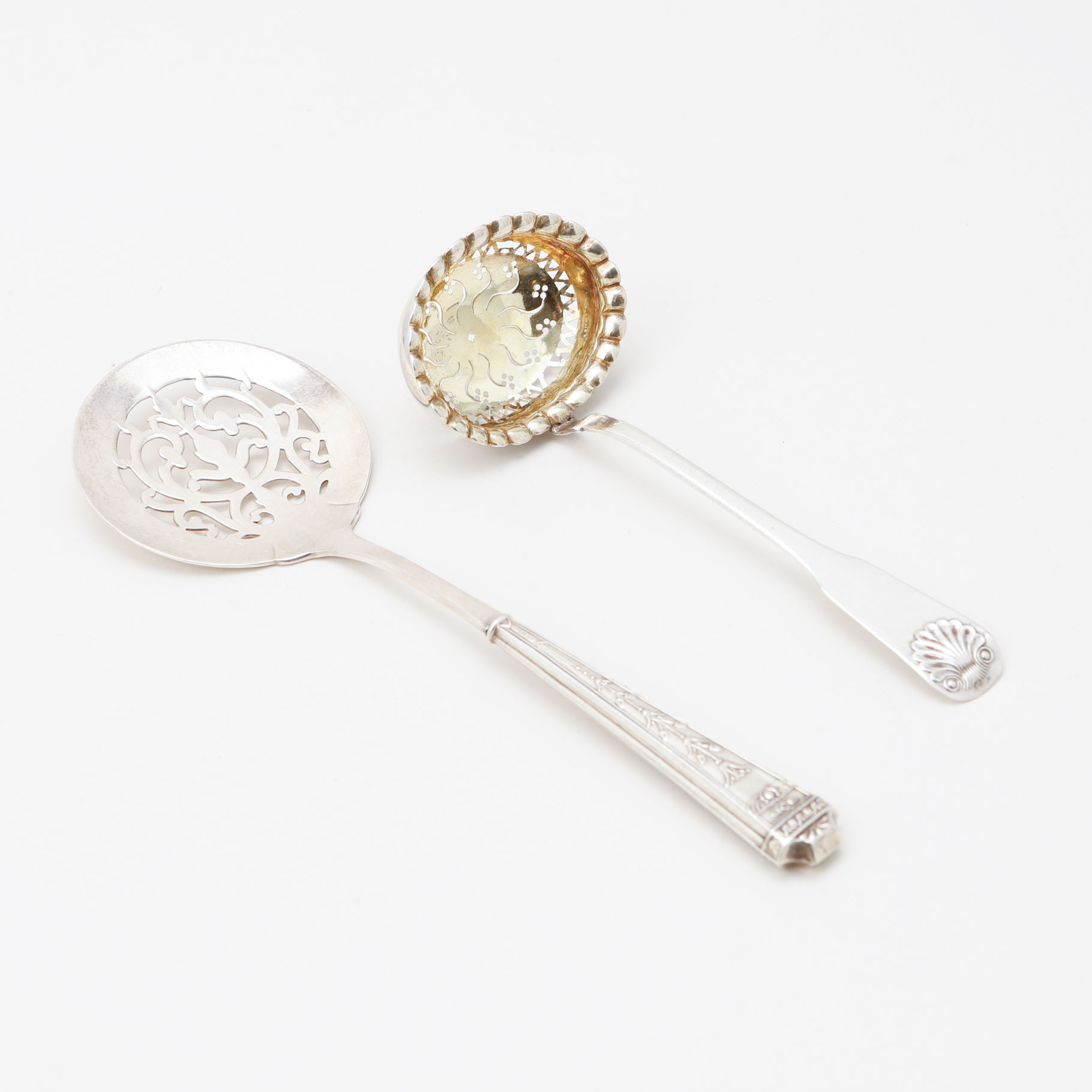 STRÖARE, silver samt SLEV, vitmetall och silver.