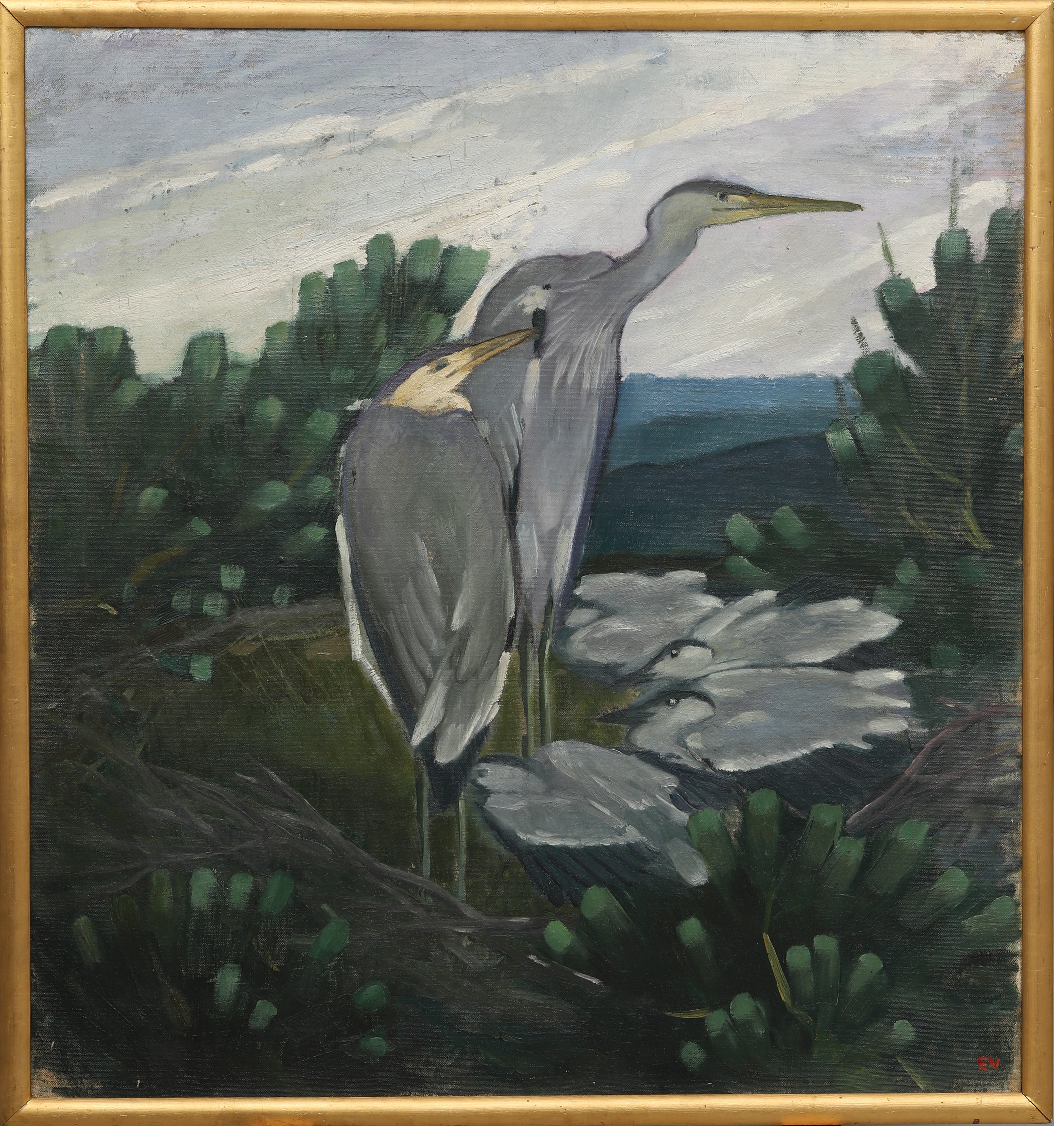 ERNST NORLIND. "Hägerboet", olja på duk, signerad E.N.
