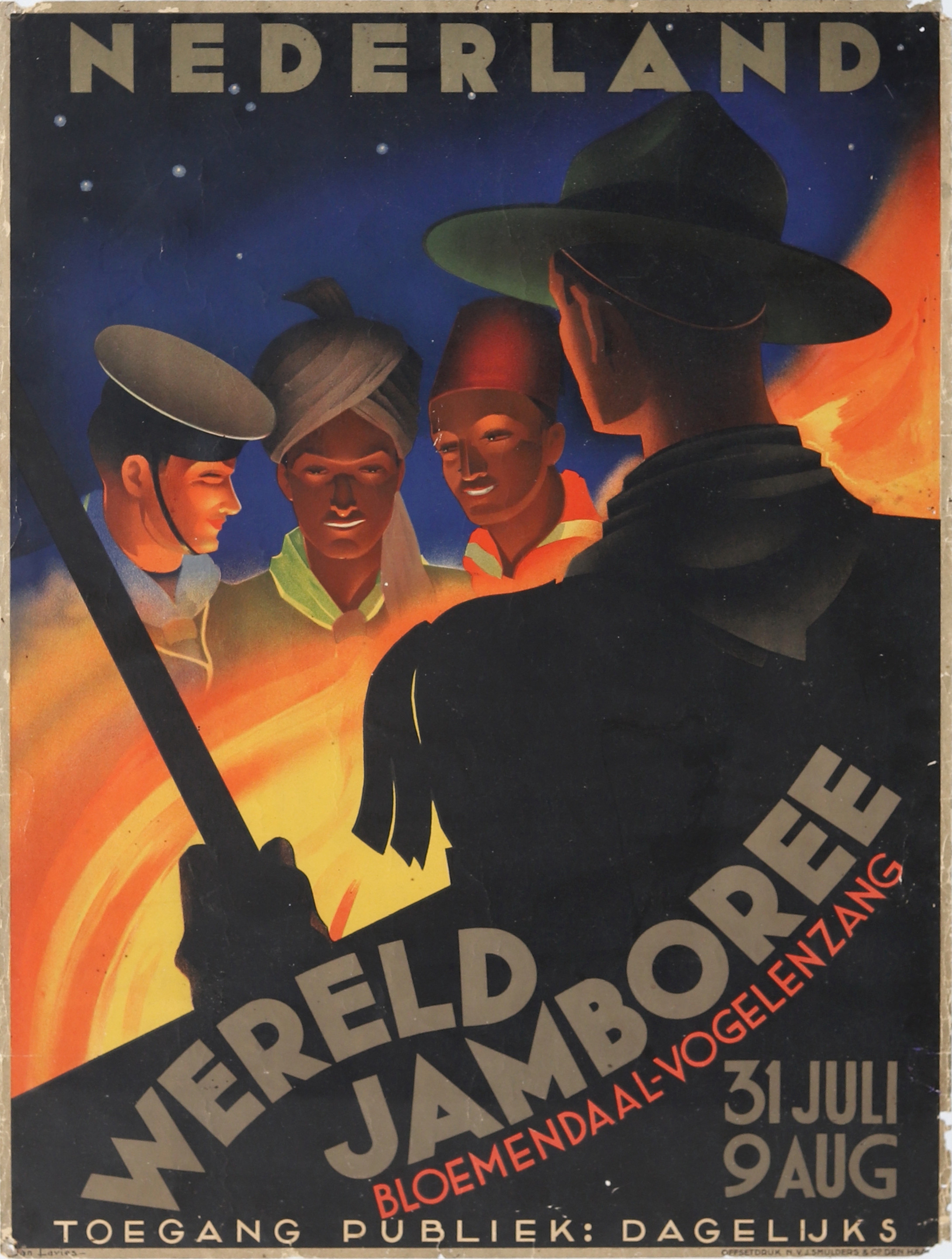 AFFISCH, Wereld Jamboree, Holland 1937.