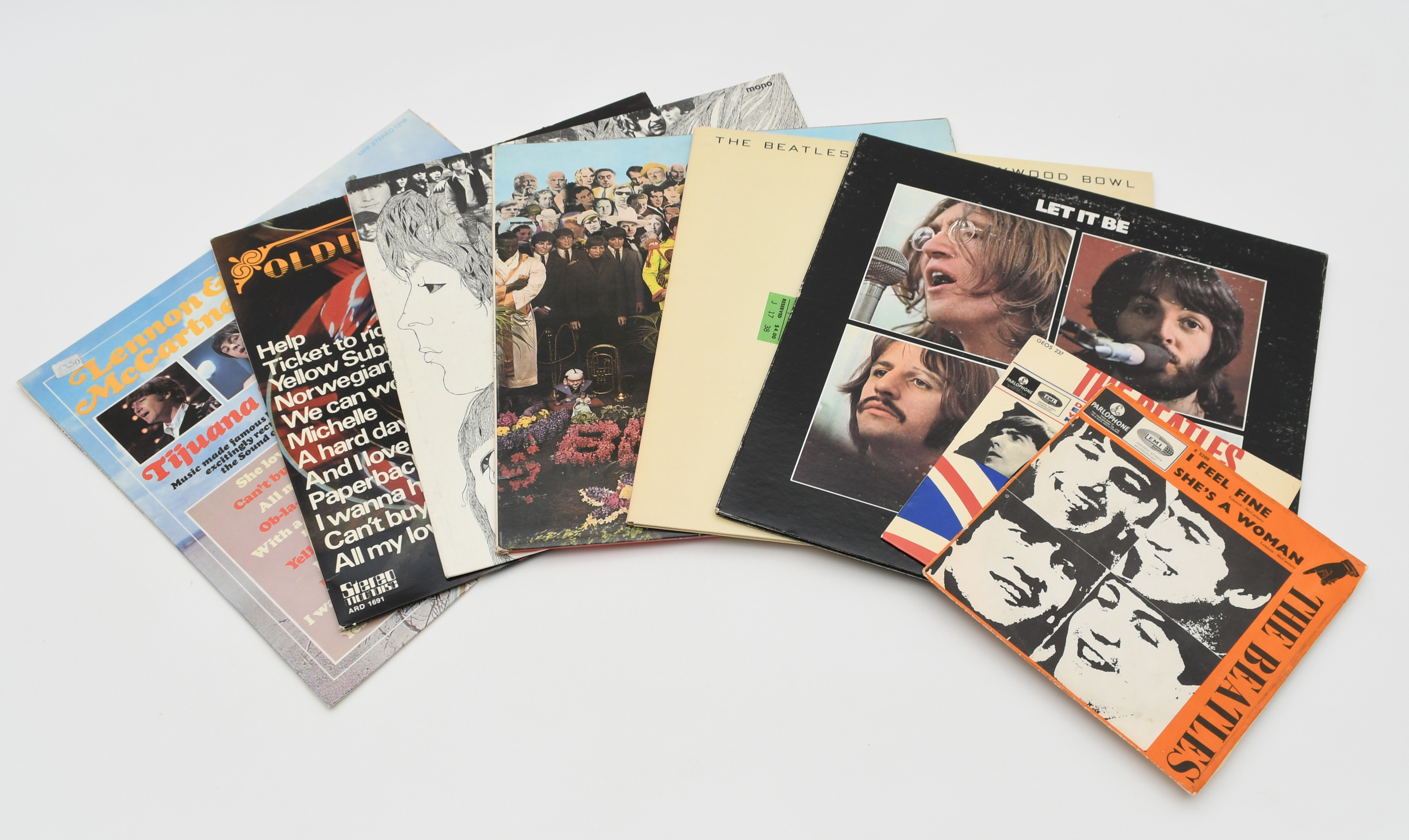 Vinylskivor Beatles och Beatles musik, 8 st.