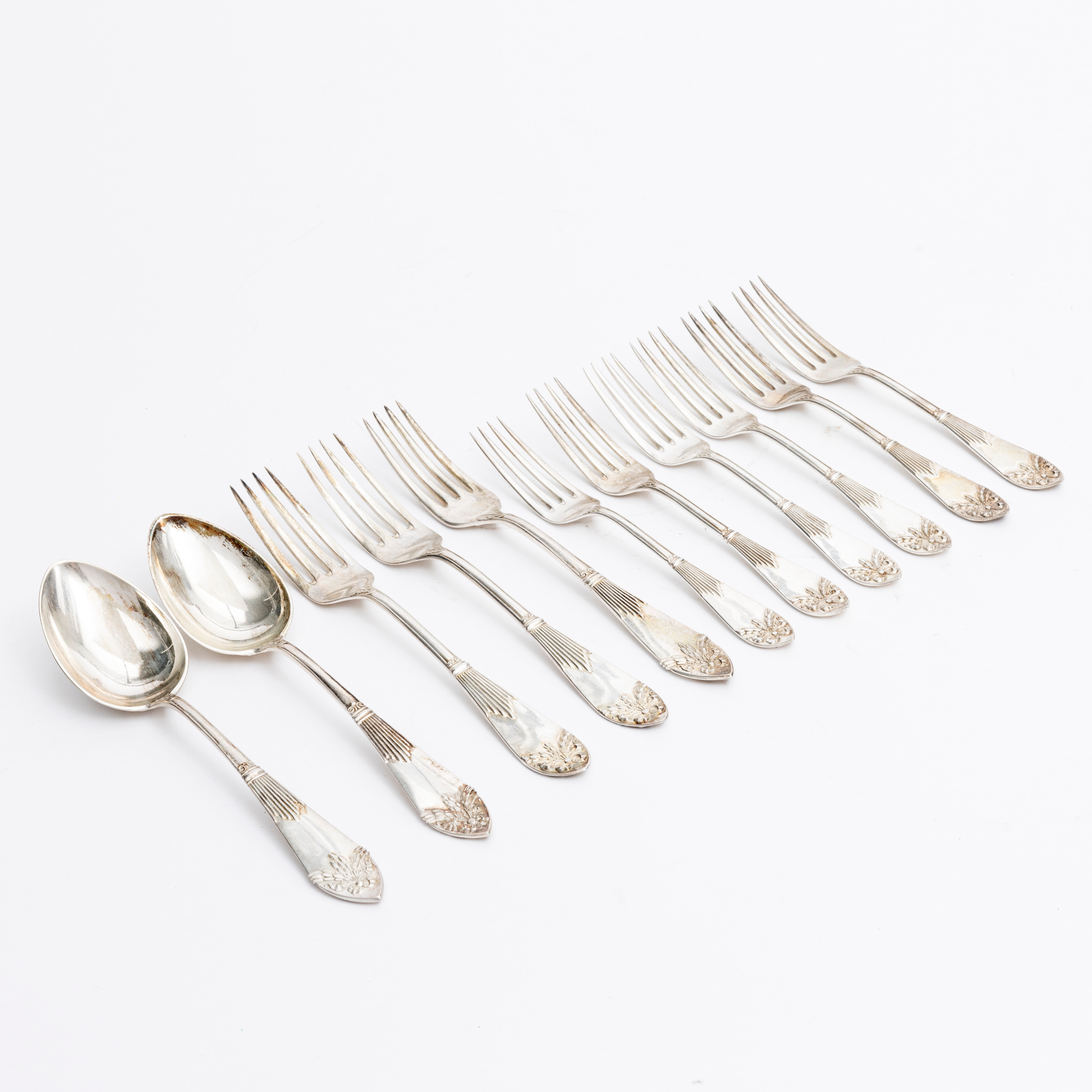 DIVERSE BESTICK, 11 delar, silver, "Empire", olika mästare, bla GAB, 1901-1920.