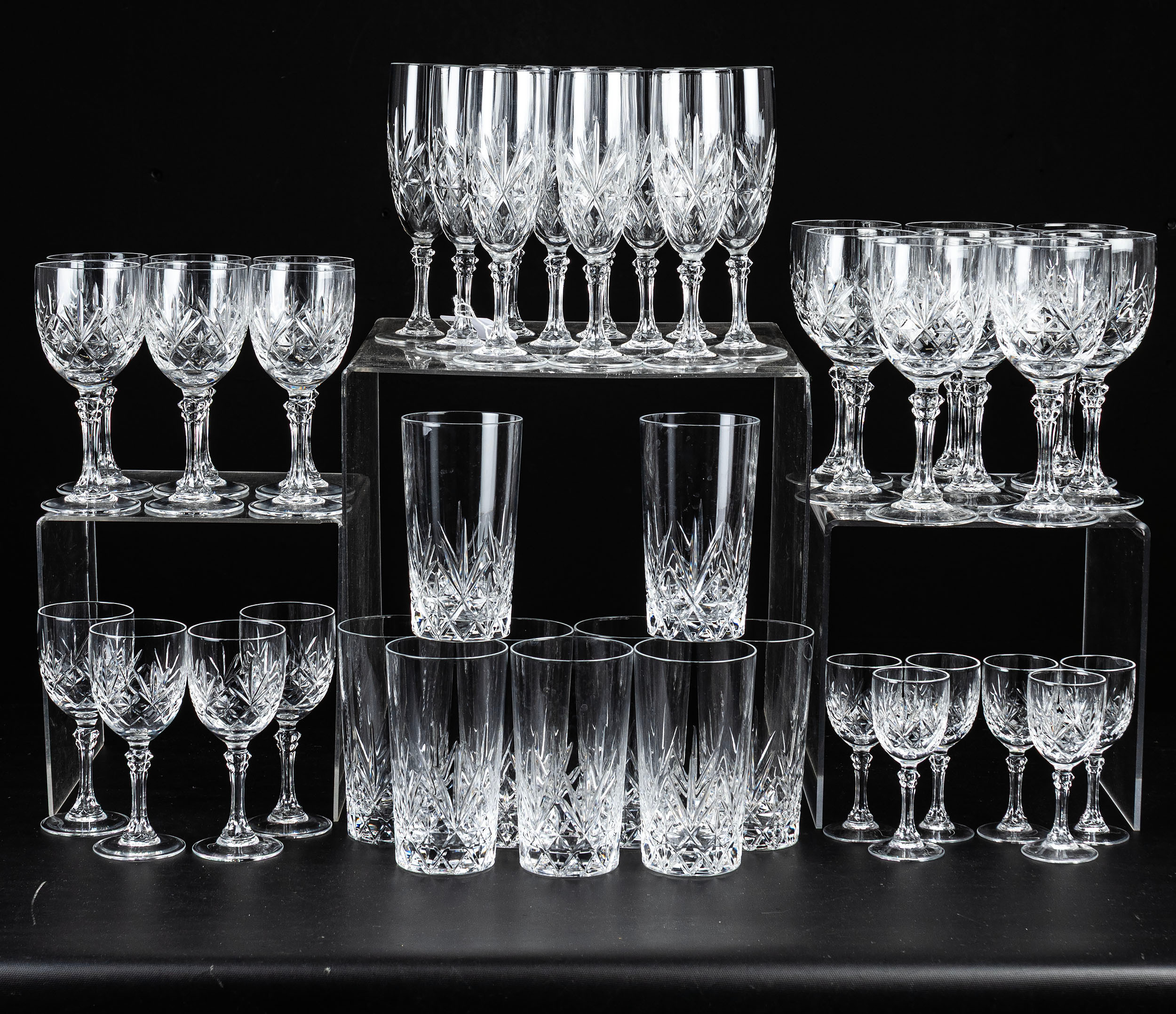 SERVIS, 38 delar, "Deauville", Cristal D'Arques, Frankrike.