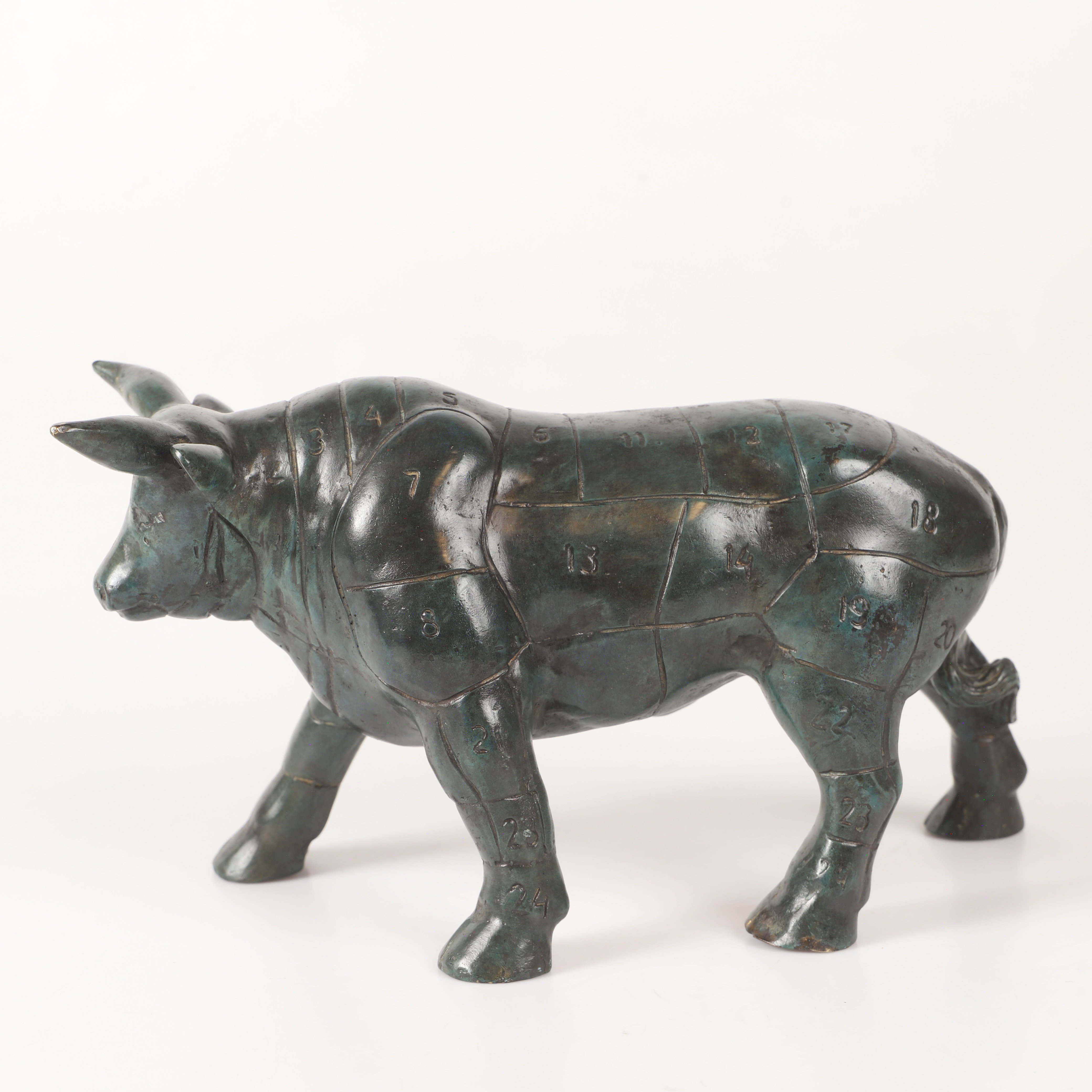 ANDREAS WARGENBRANT. Skulptur, "El Bull", grönpatineras brons med styckningsschema, gjutarstämpel, signerad.