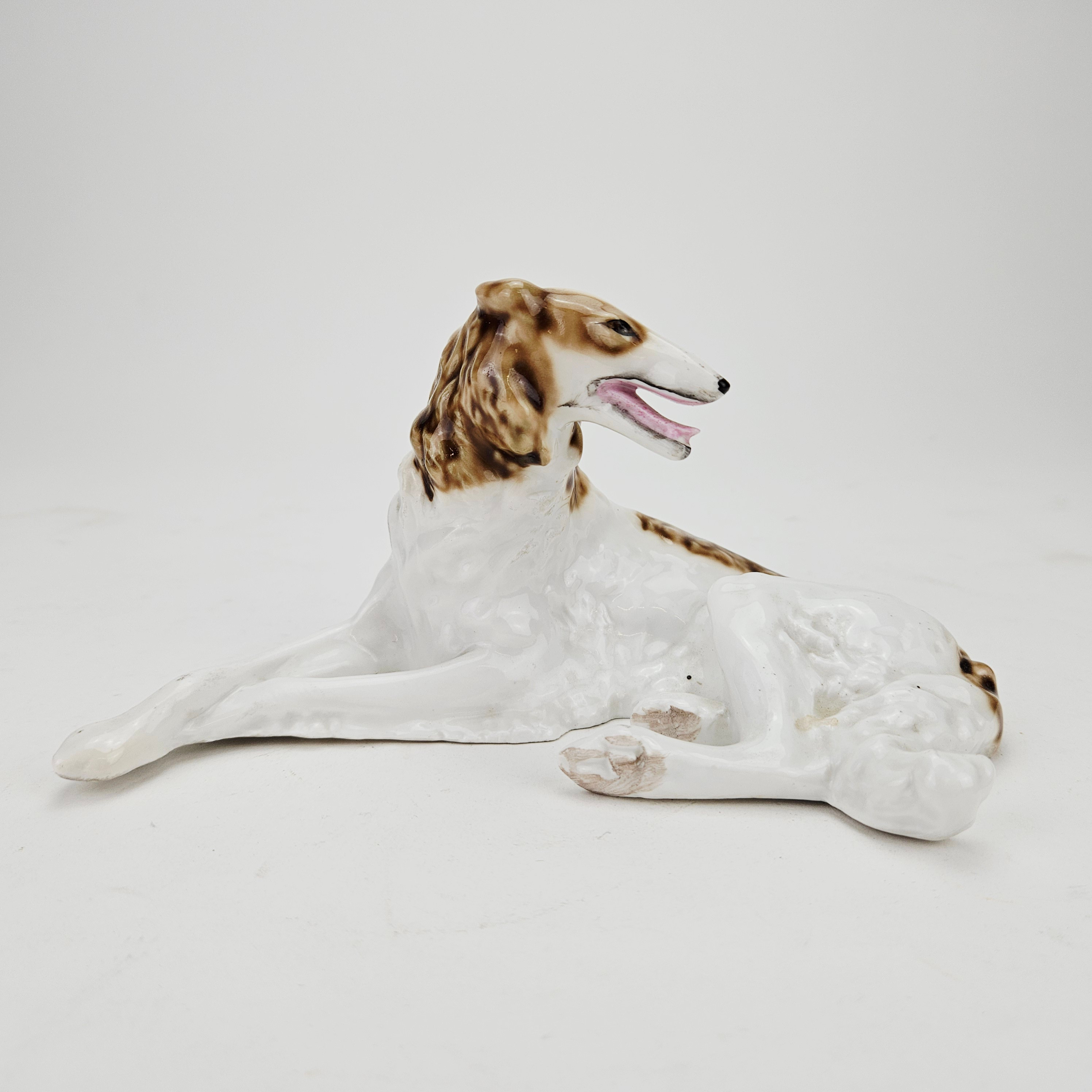 FIGURIN, porslin, Borzoi, sannolikt Lomonosov, USSR.