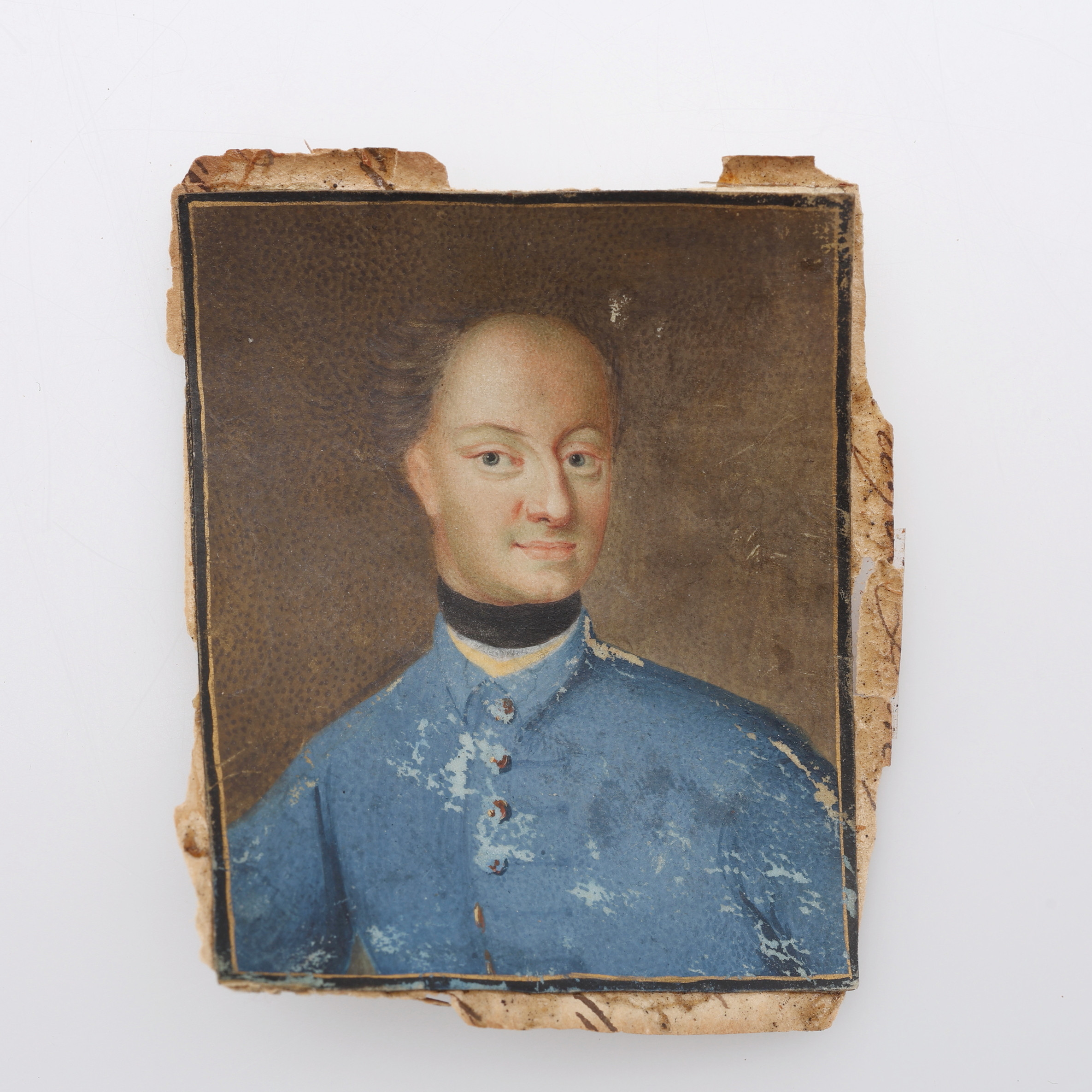 GOUACHE PÅ PERGAMENT, MINIATYRPORTRÄTT AV KARL XII, 1700-TAL, OSIGNERAD.