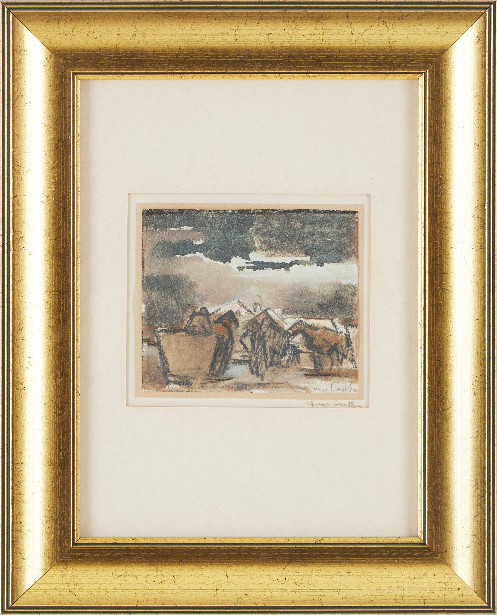 HUGO CARLBERG (1880-1943). Landskap, blandteknik med akvarell och kol, signerad.
