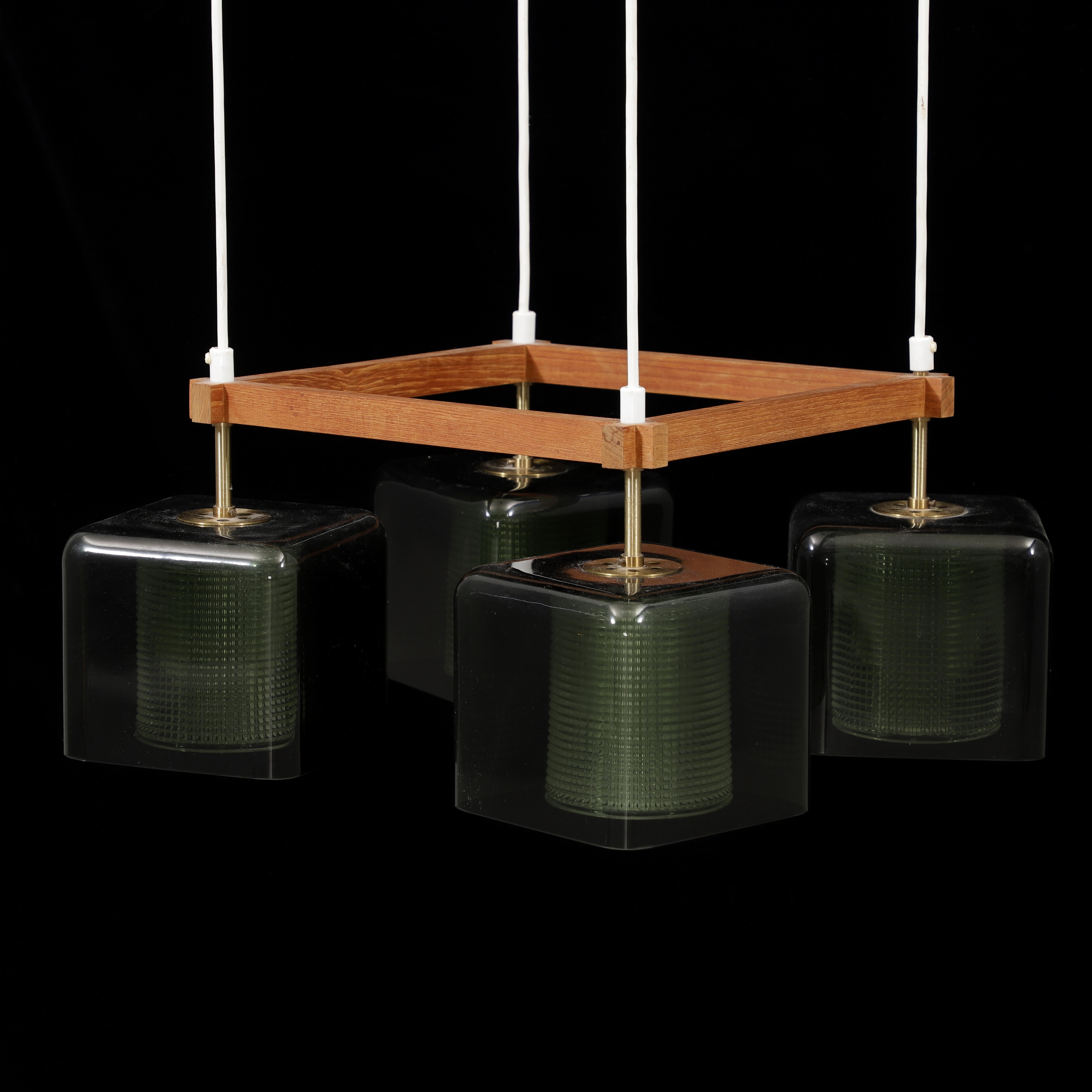 TAKLAMPA, teak/glas, 1960-tal.