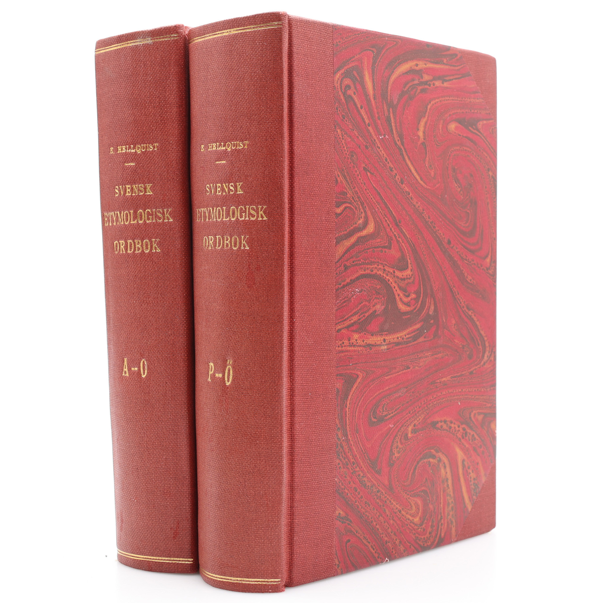 ETYMOLOGI. ETT BRA EXEMPLAR AV SPRÅKFORSKAREN ELOF HELLQUIST SVENSK ETYMOLOGISK ORDBOK I FÖRSTA UPPLAGAN 1922.