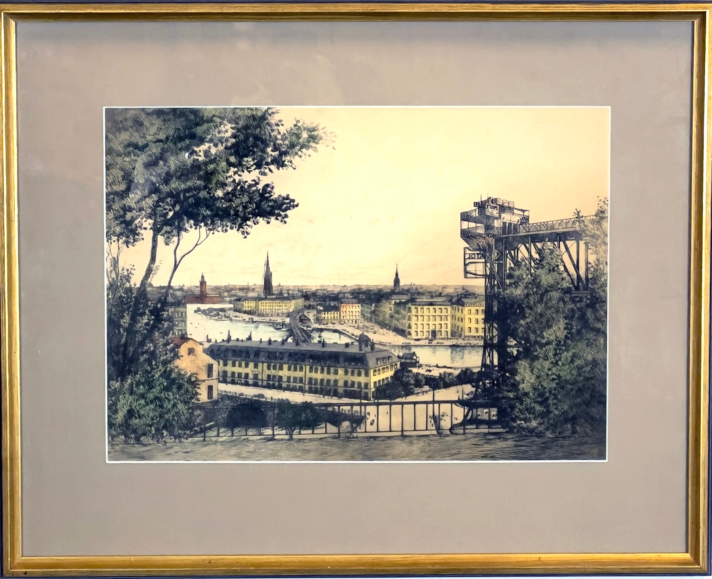 JEAN SKOGLUND. Färgetsning, "Stockholm från Mosebacke".