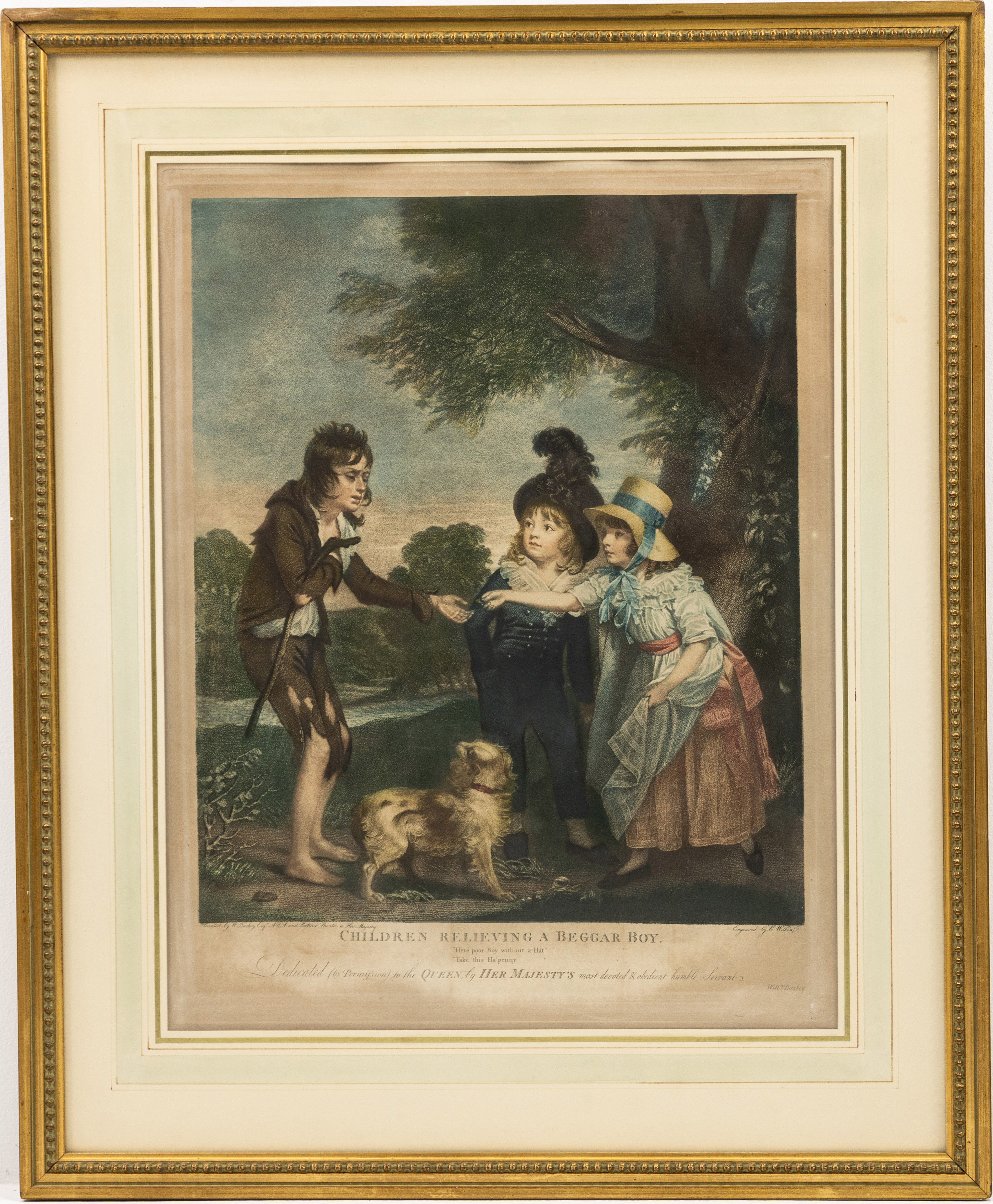 GRAVYR, "Children relieving a beggar boy", Charles Wilkin, efter William Beechey, 1800-tal.