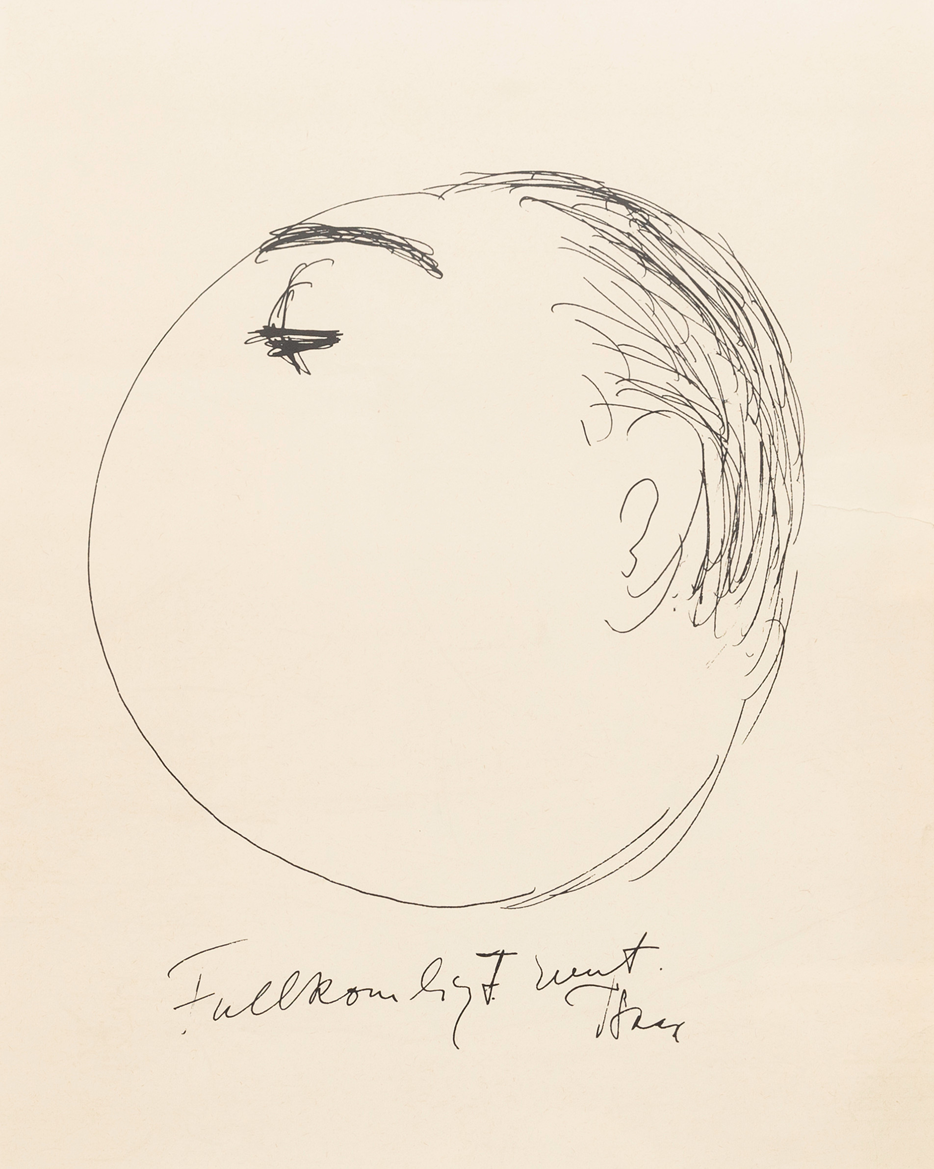 ISAAC GRÜNEWALD. EFTER. Litografi, signerad i trycket, onumrerad, självporträtt, "Fullkomligt runt".