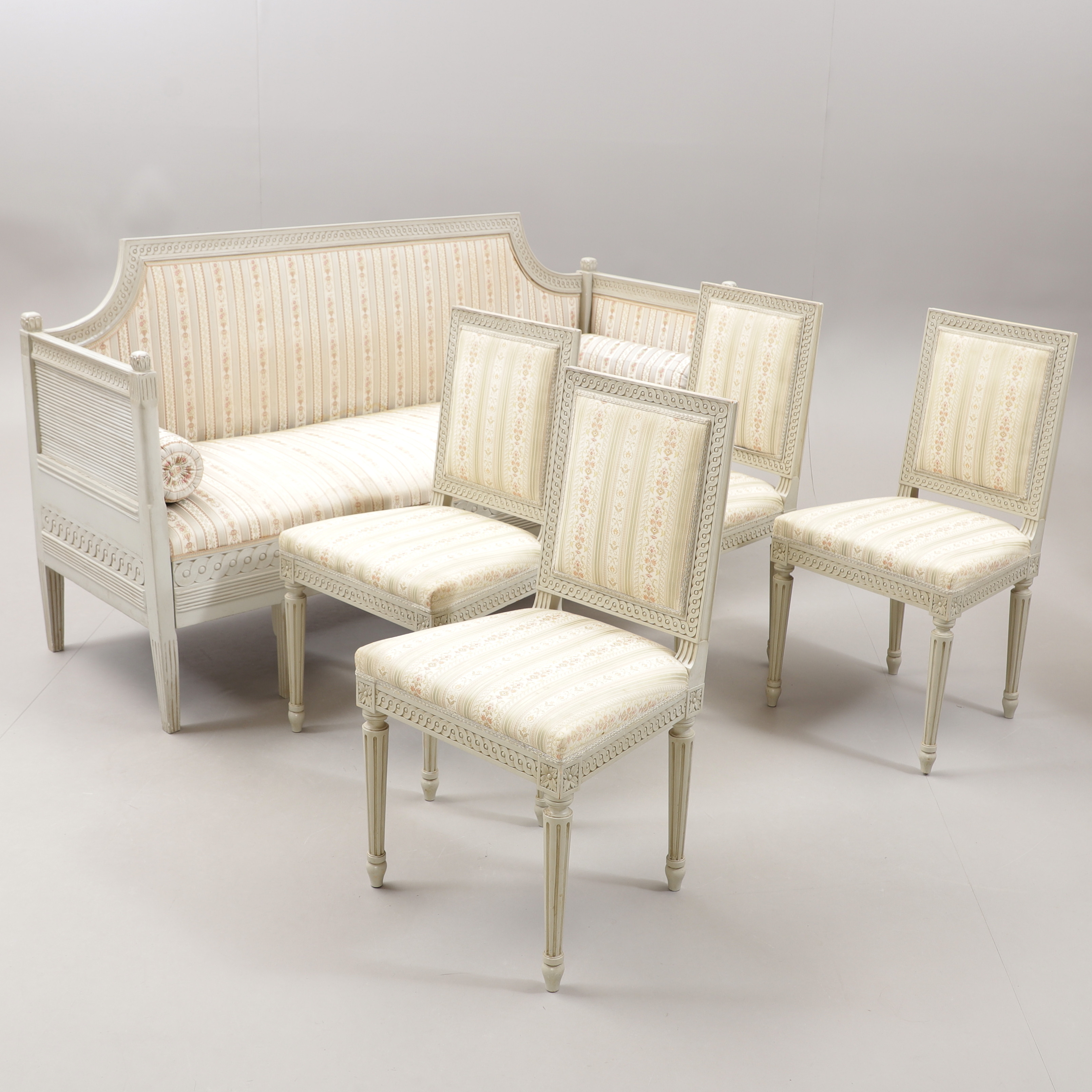 SALONGSMÖBEL, 5 delar, gustaviansk stil, 1800/1900-tal.